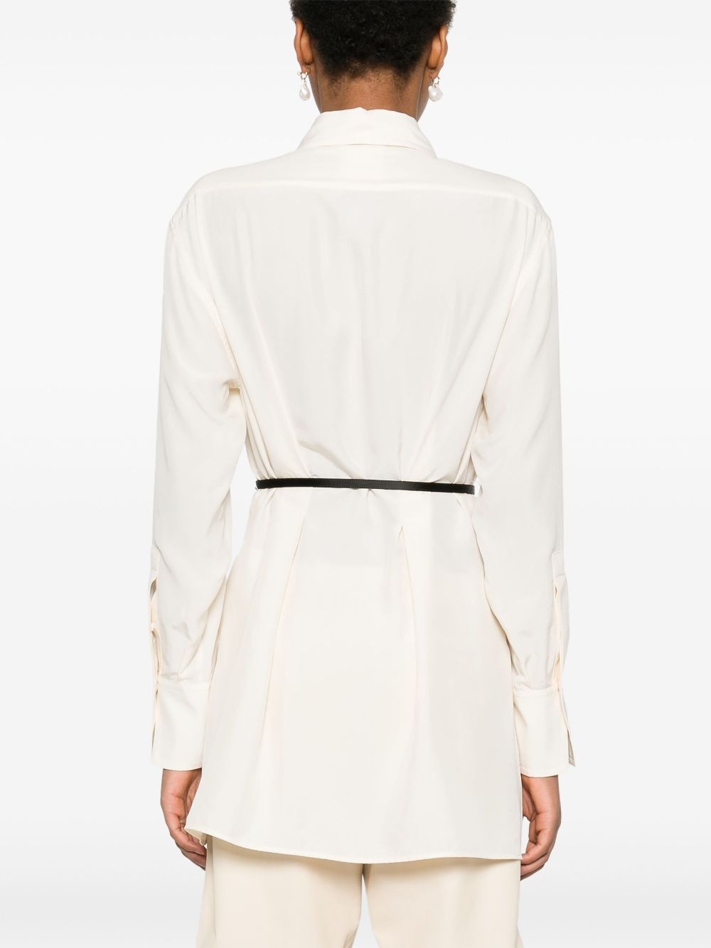 belted silk shirt - 4