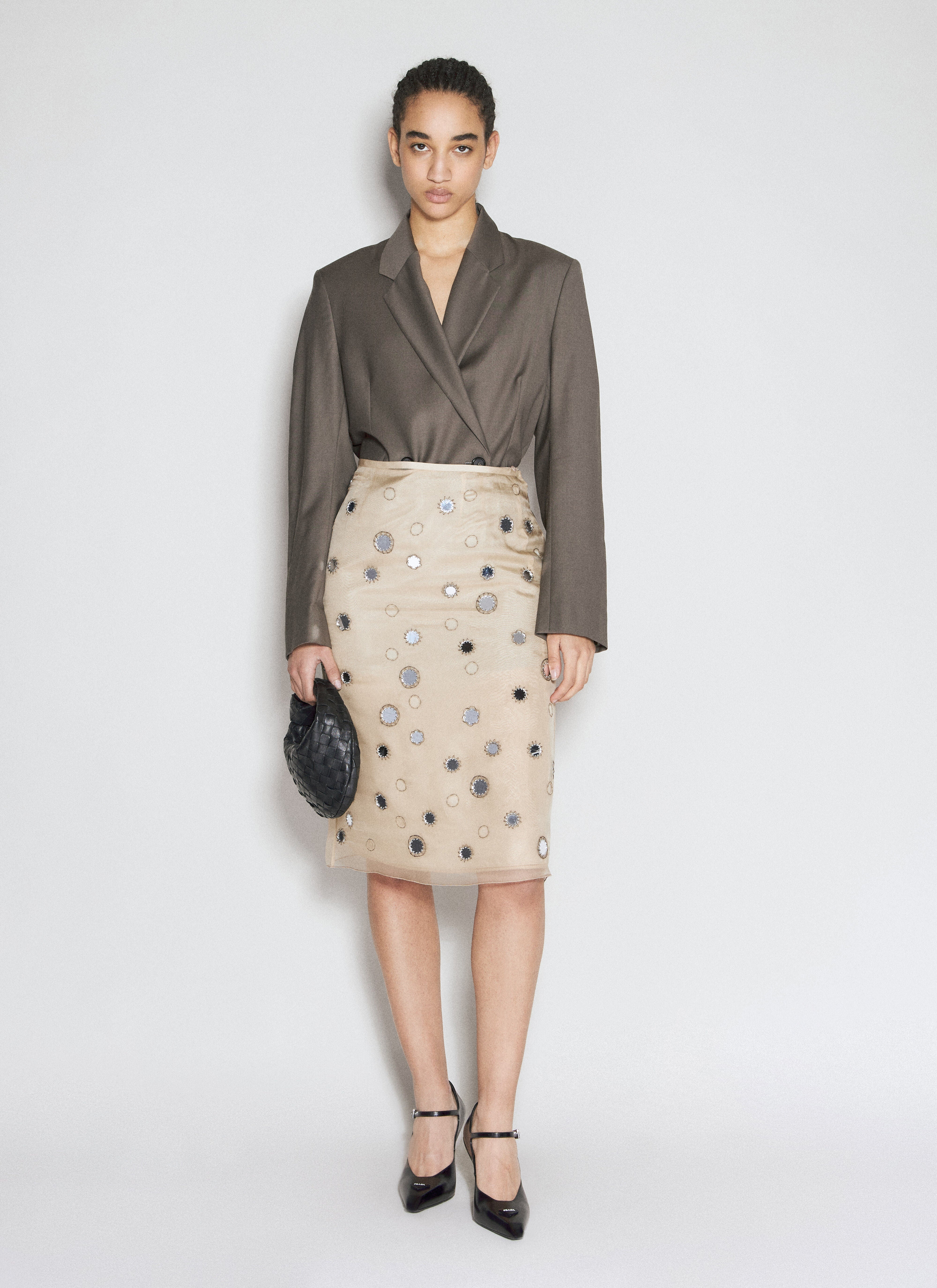 【関税込み】prada Organza skirt Prada Organza Floral-Embroidered Midi Skirt - Bergdorf Goodman