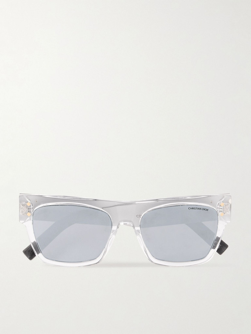 CD Diamond S8I Square-Frame Acetate and Monogrammed Silver-Tone Sunglasses Silver 1