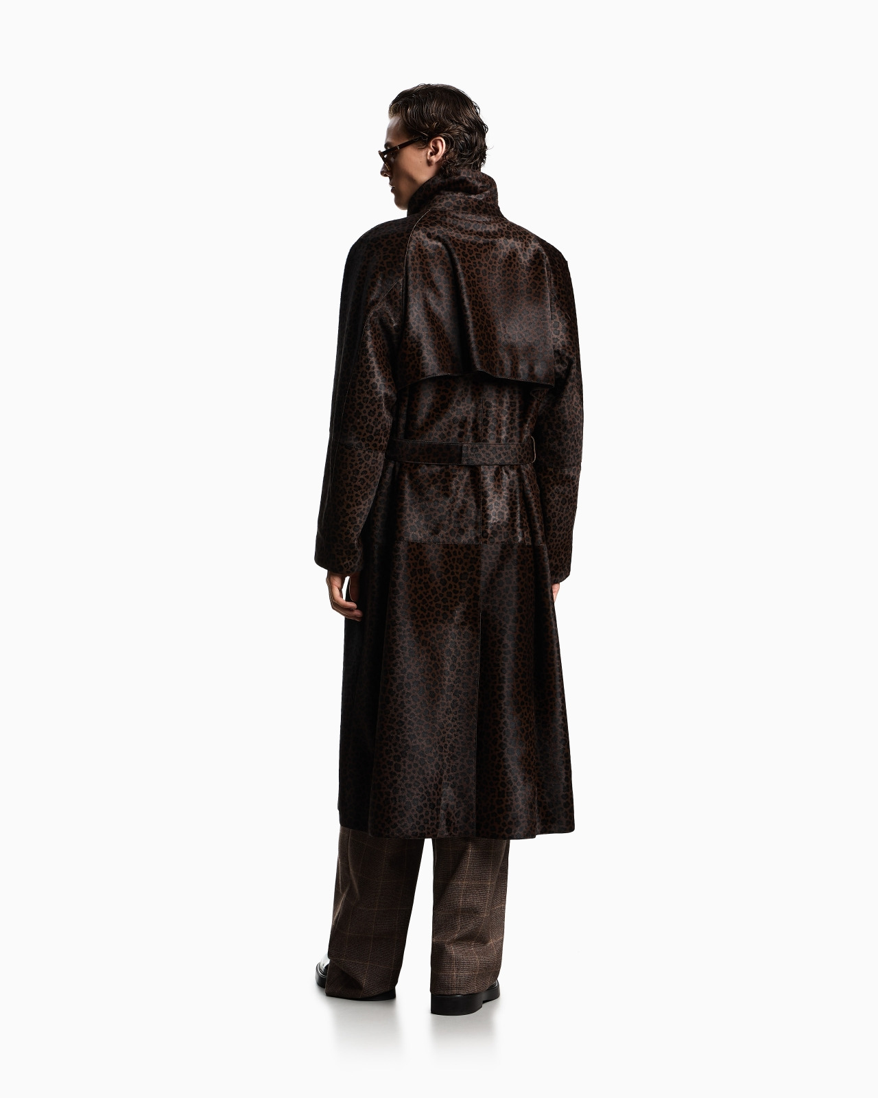 ANIMAL-PRINT PONY HAIR TRENCH COAT - 3