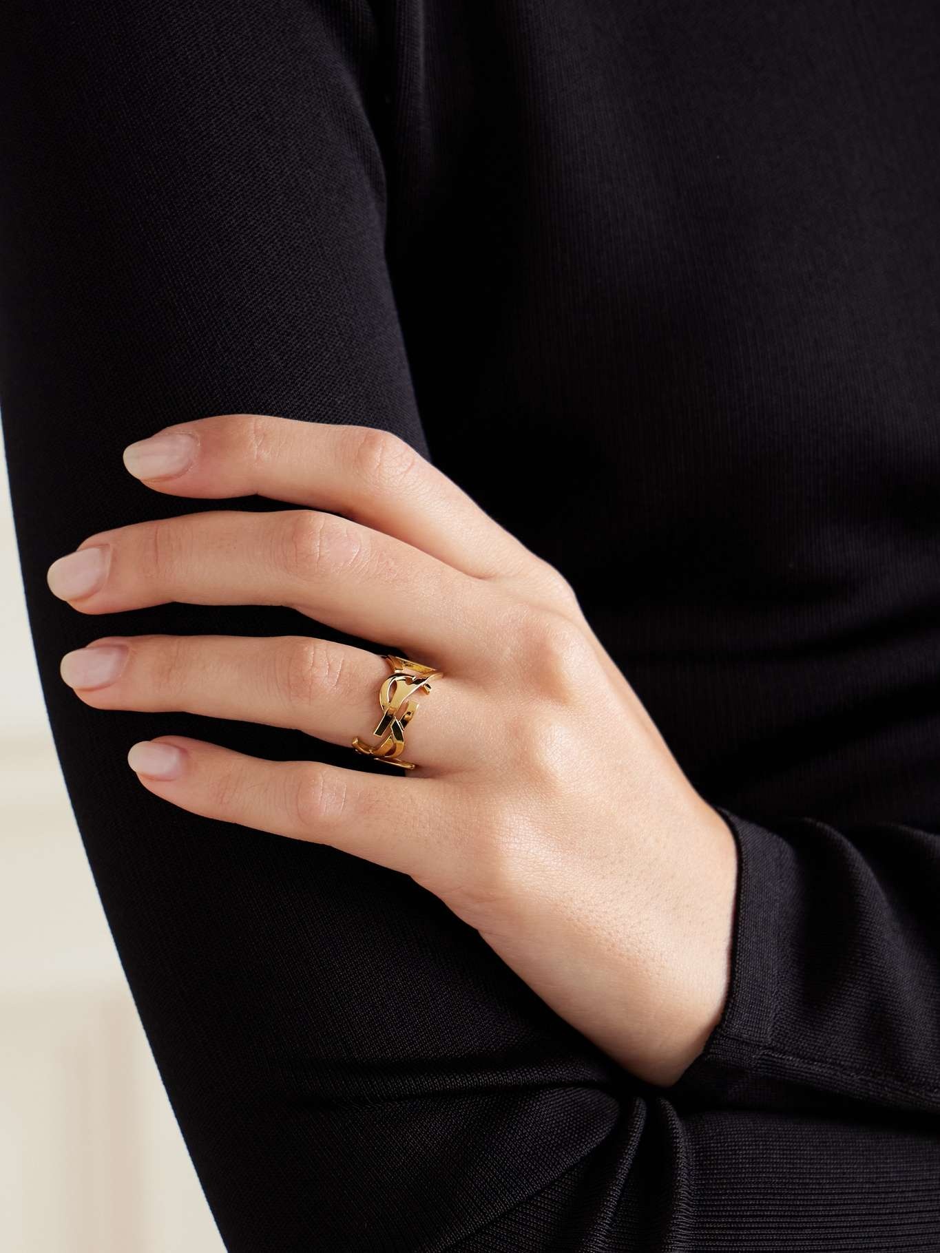 SAINT LAURENT Scarf gold-tone ring Gold | REVERSIBLE