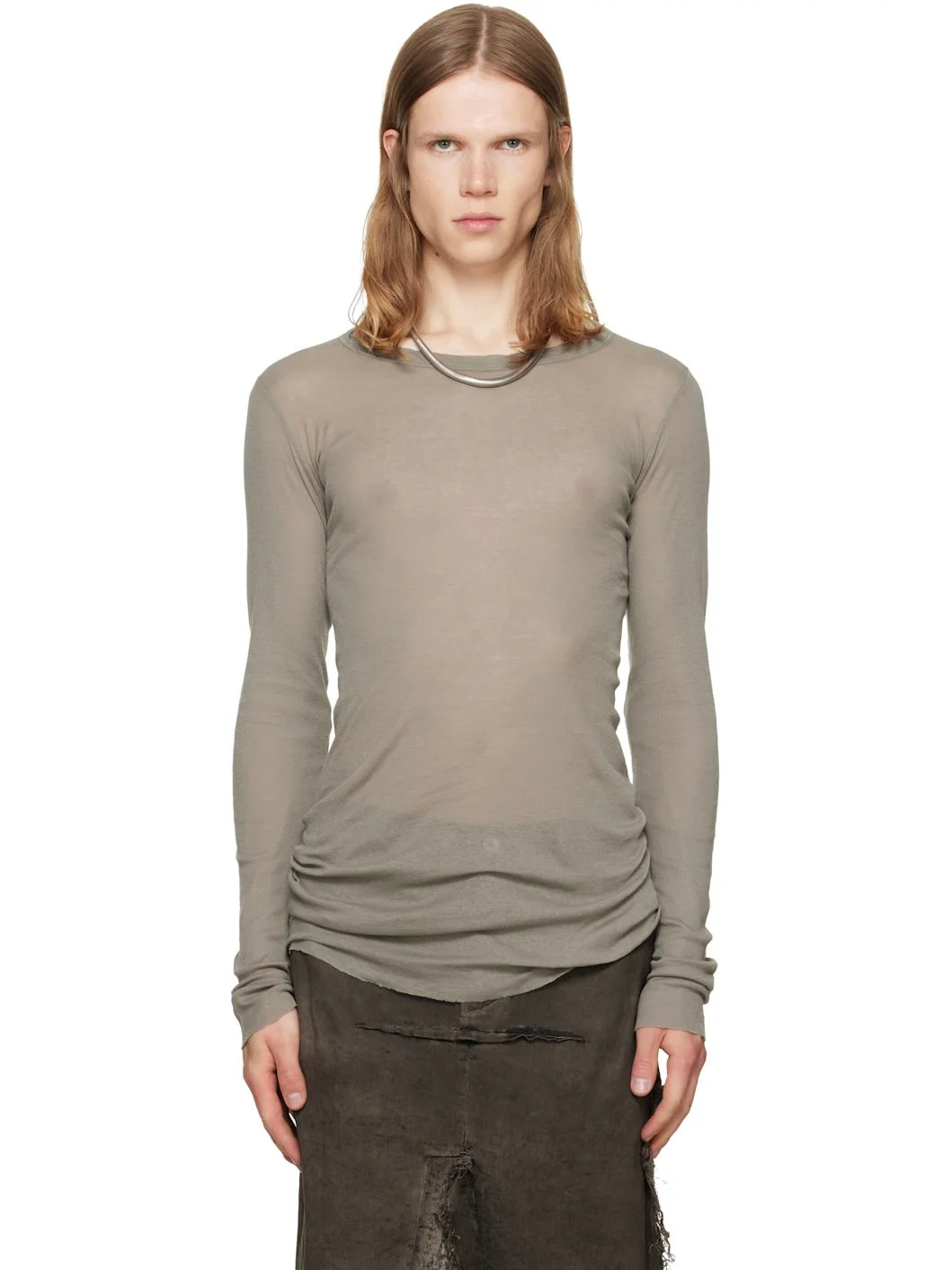 Taupe Tower Rib LS T-shirt - 1