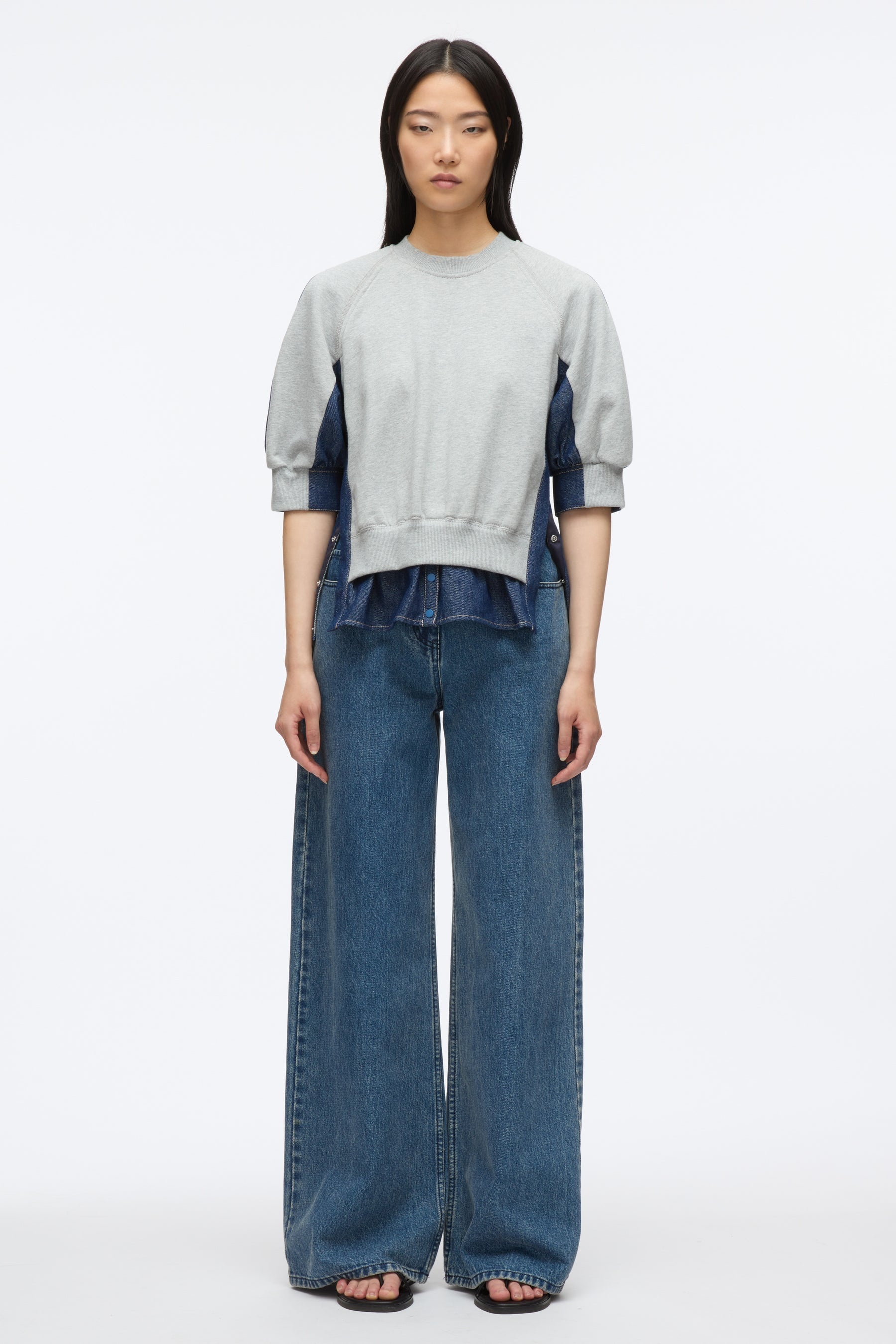 French Terry Top with Denim Combo - 2