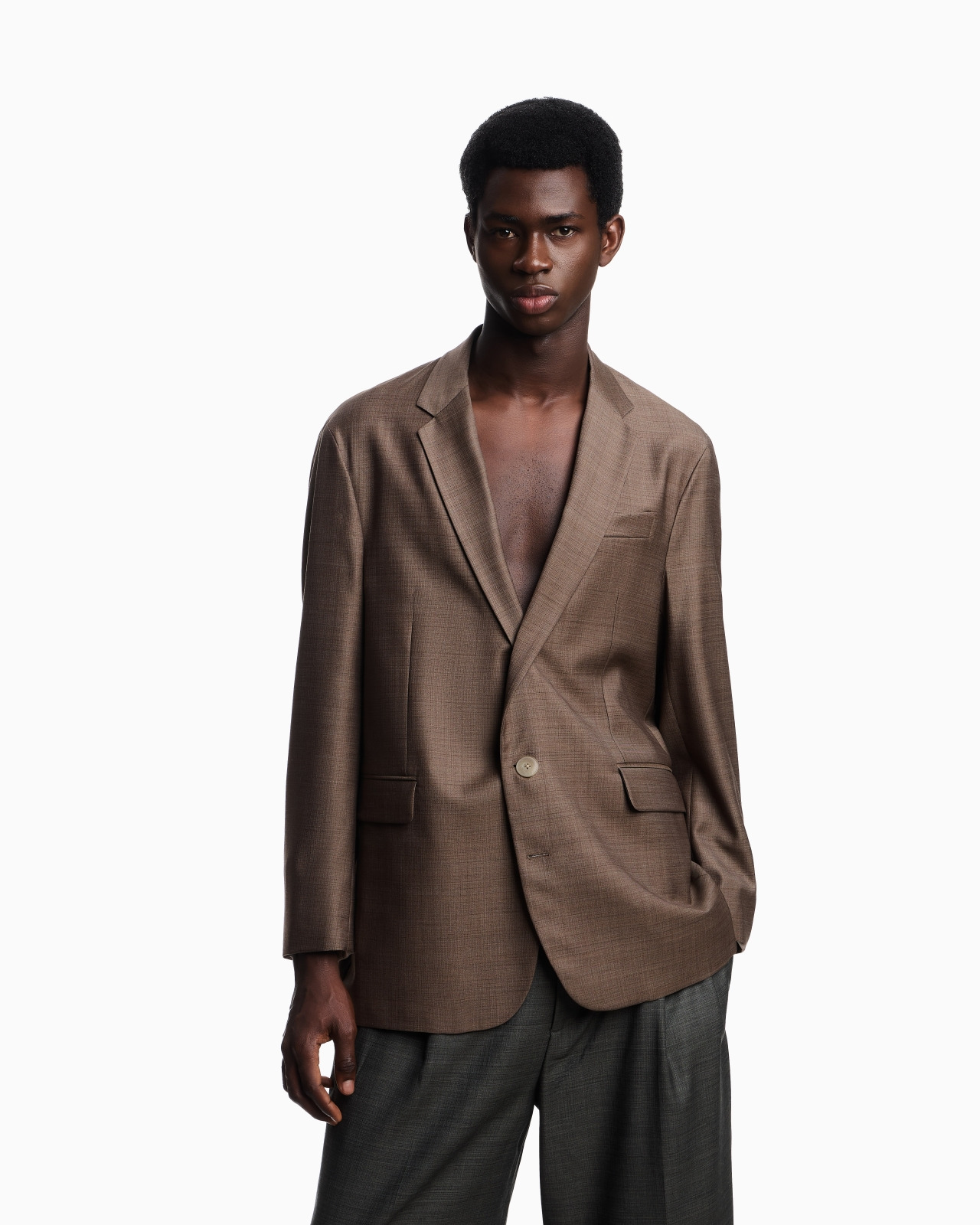 BASKETWEAVE-EFFECT SUPER 130’S VIRGIN-WOOL CANVAS BLAZER - 4