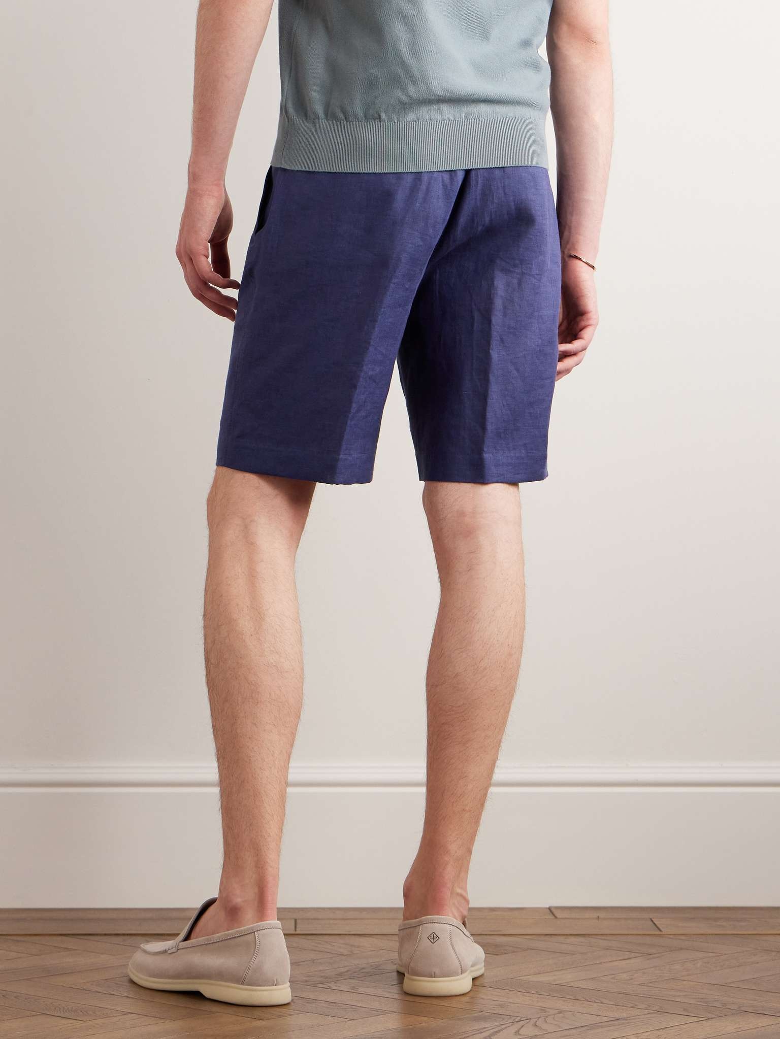 Straight-Leg Linen Drawstring Bermuda Shorts - 4