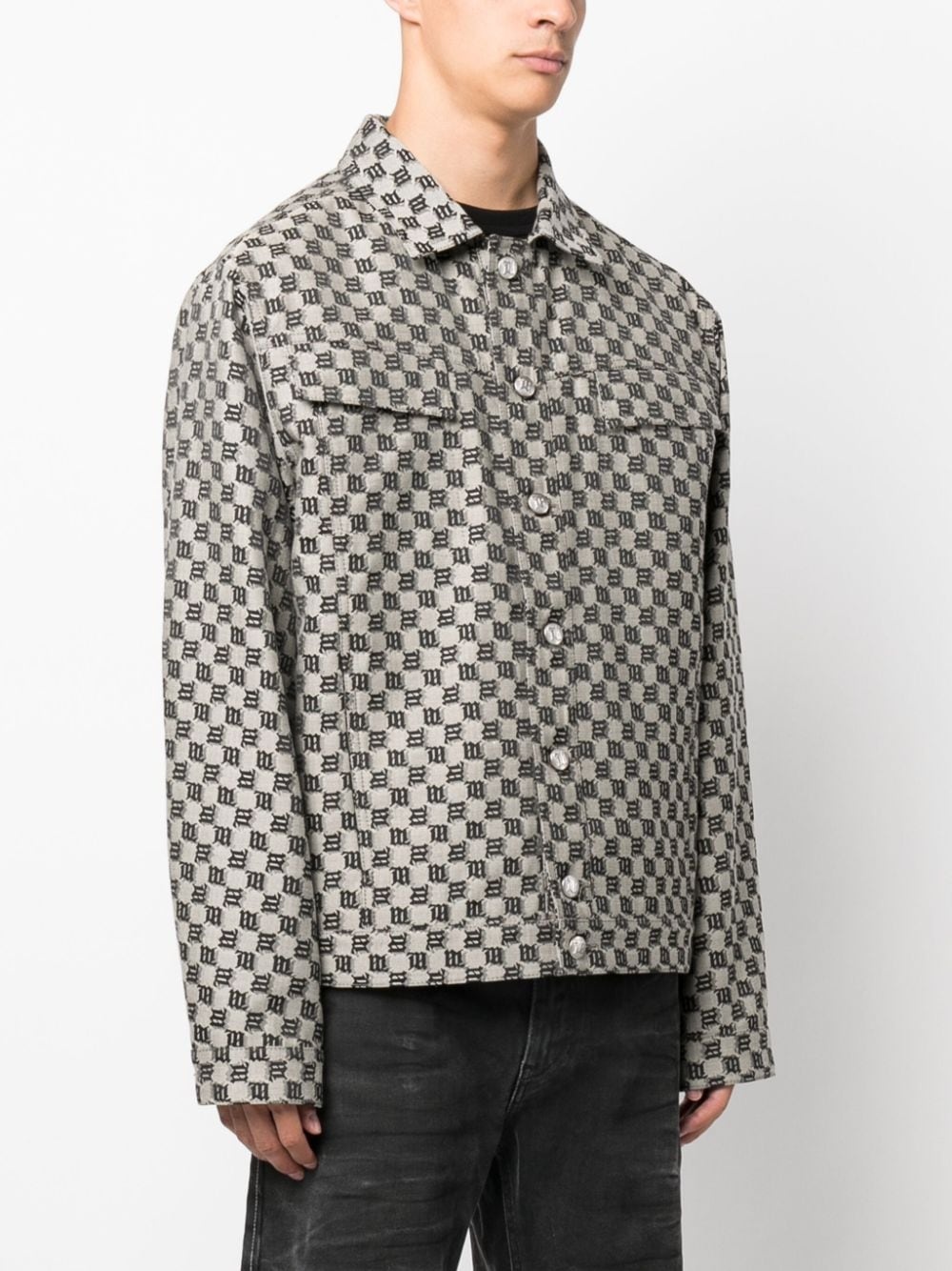 monogram-pattern shirt jacket - 3