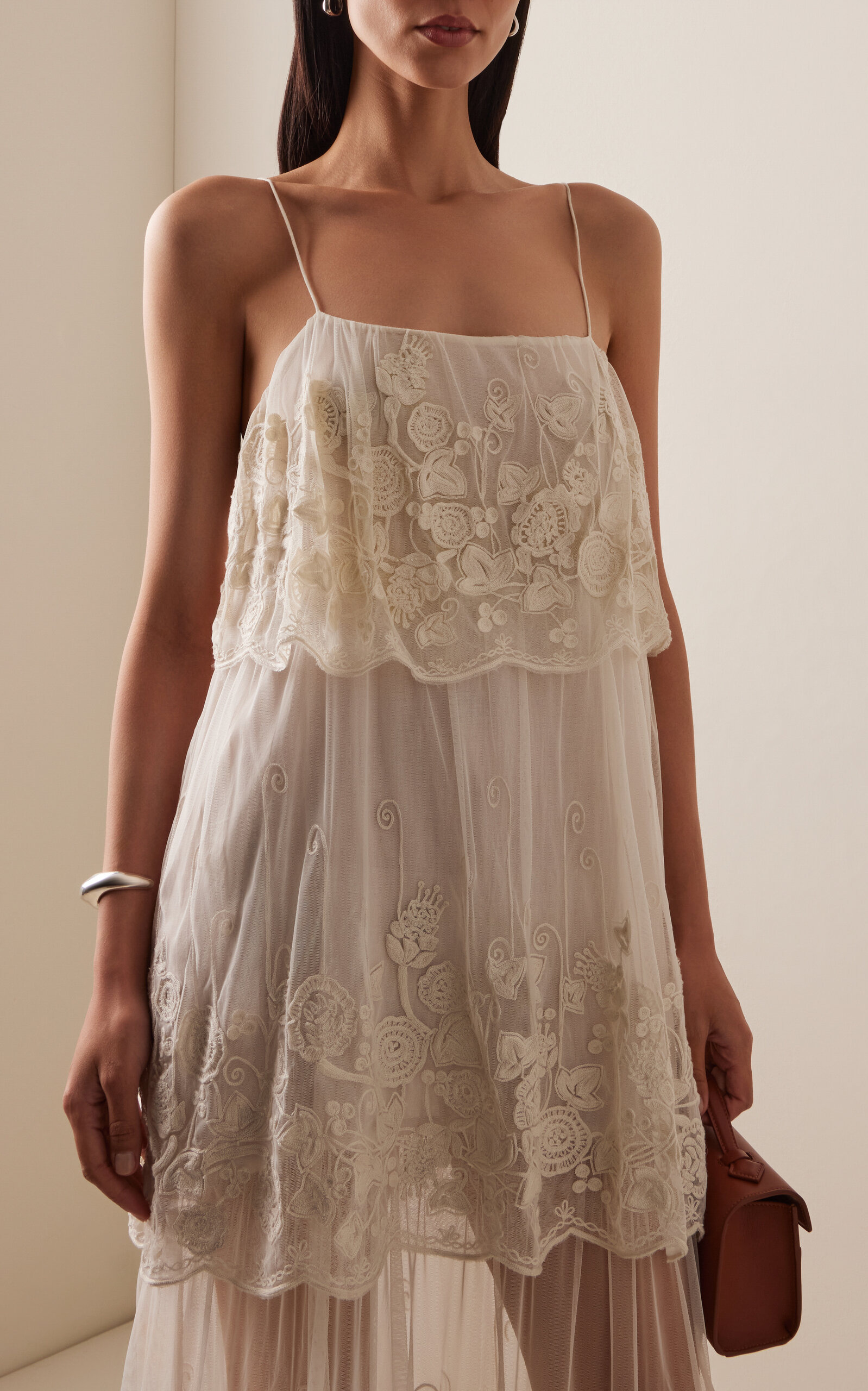Arielle Tiered Lace Midi Dress ivory - 3