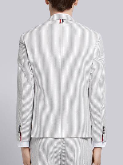 Thom Browne Medium Grey and White Seersucker Half Lined Single Breasted Classic Jacket outlook