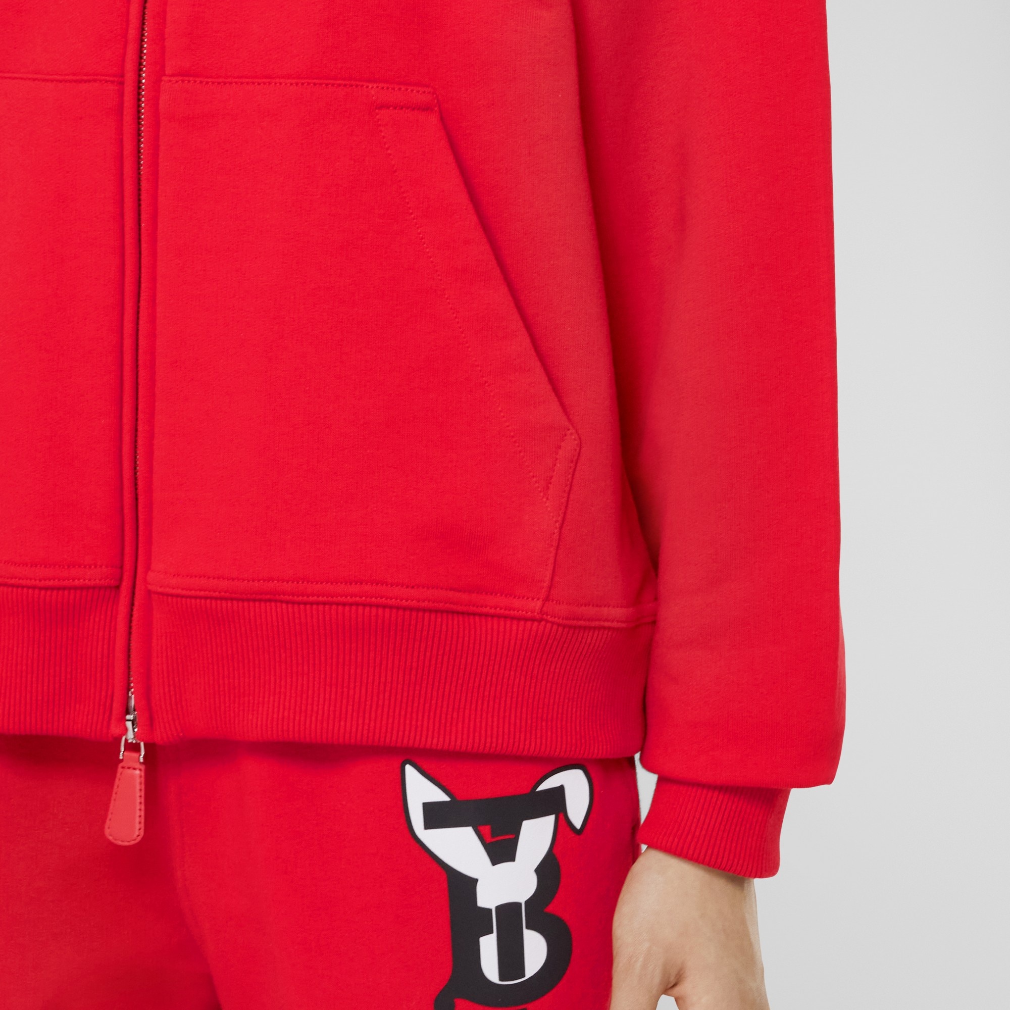 Rabbit Print Cotton Hooded Top - 5