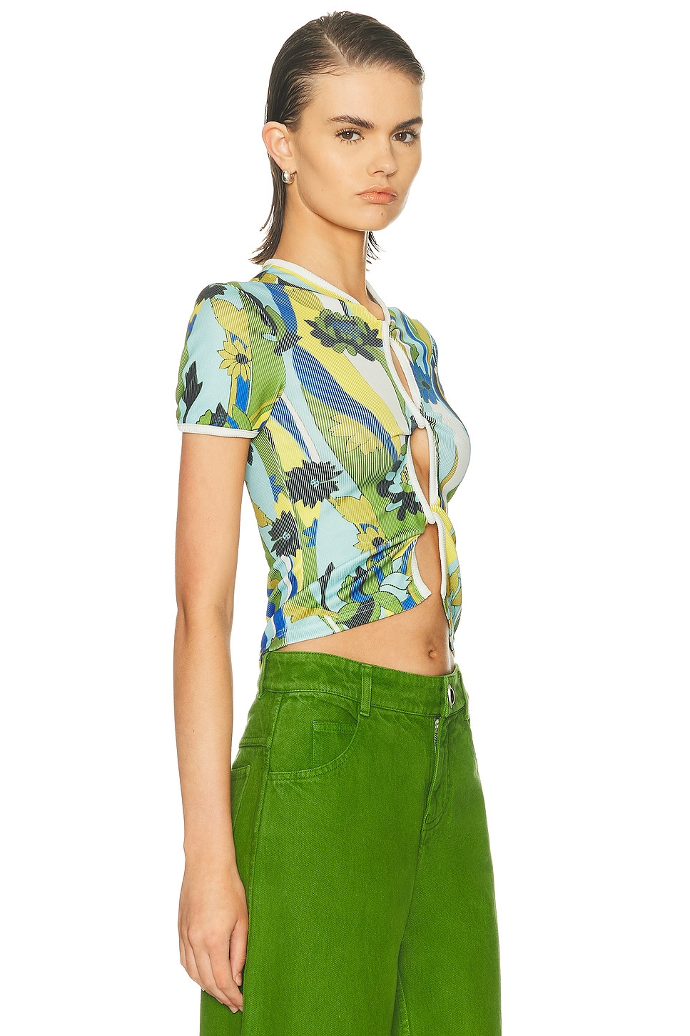 Acidic Floral Open Twist Tee - 2
