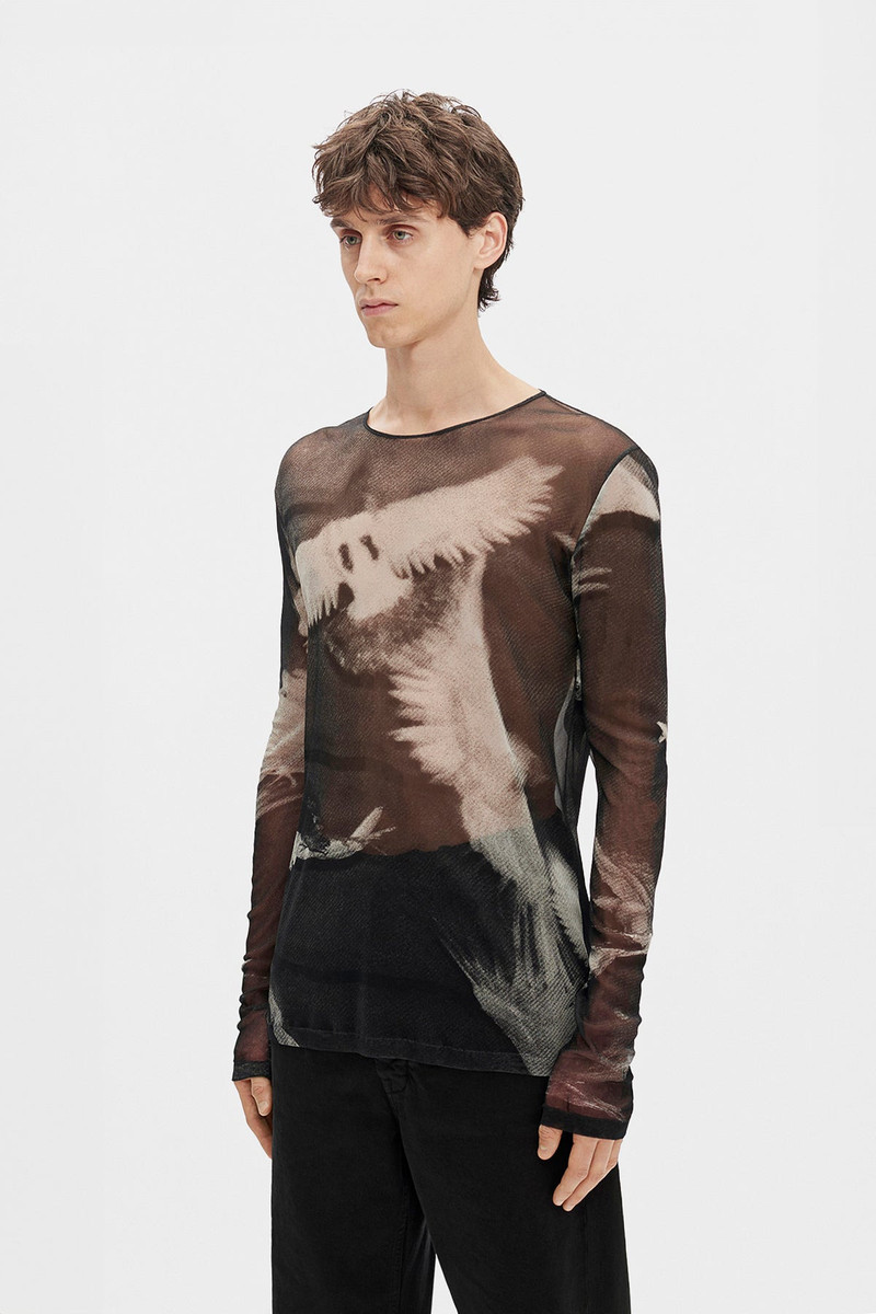 Ann Demeulemeester Greg ''Doves'' Print Long Sleeve T outlook