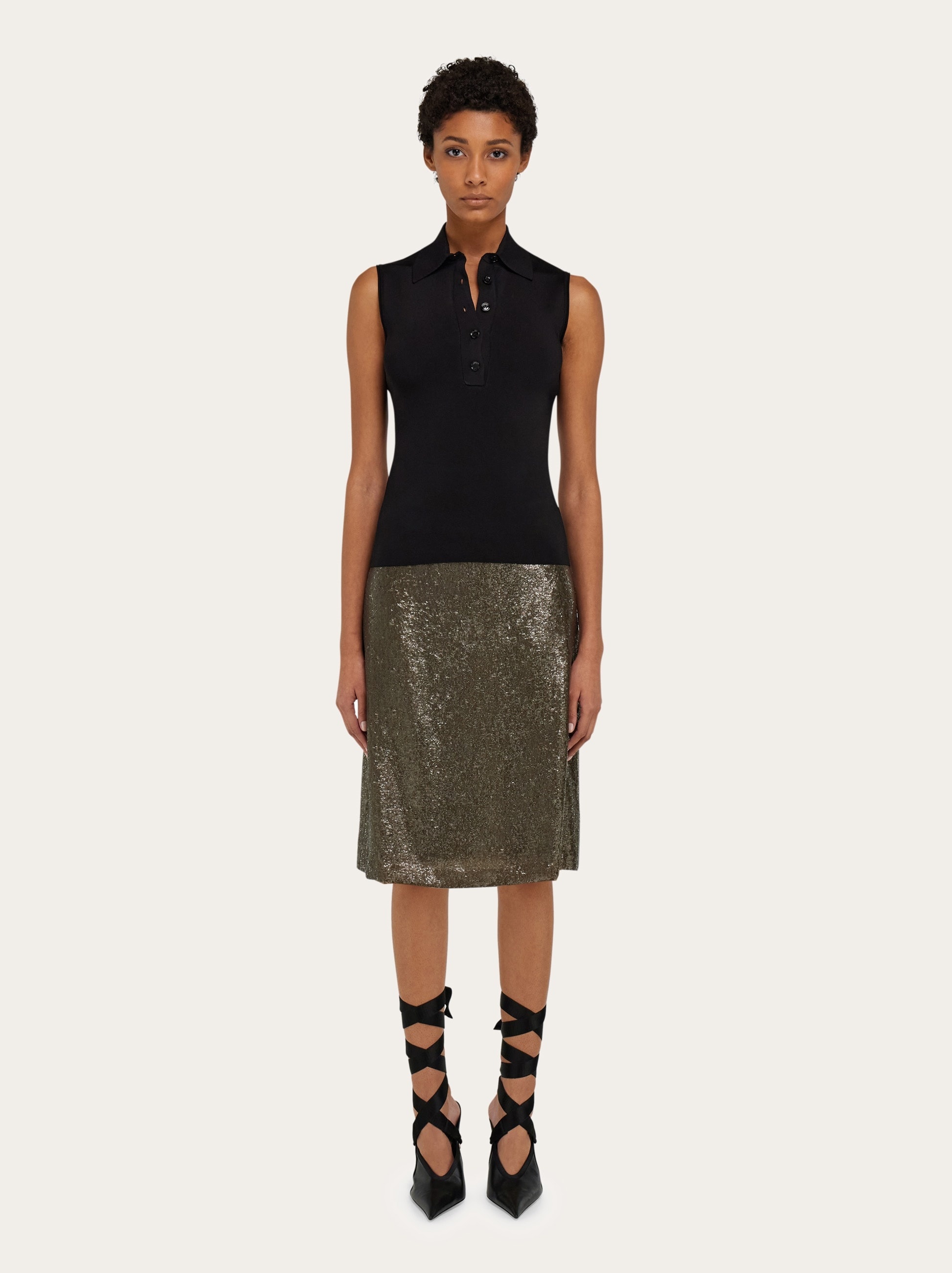 Knitted sleeveless polo shirt - 6