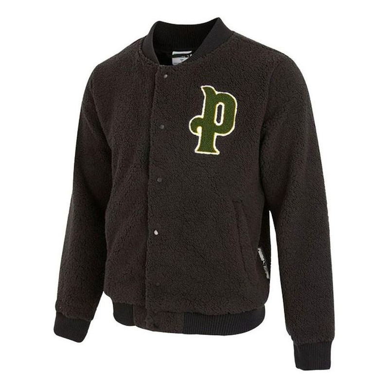PUMA Logo Sherpa Baseball Jacket 'Black' 536182-01 - 1