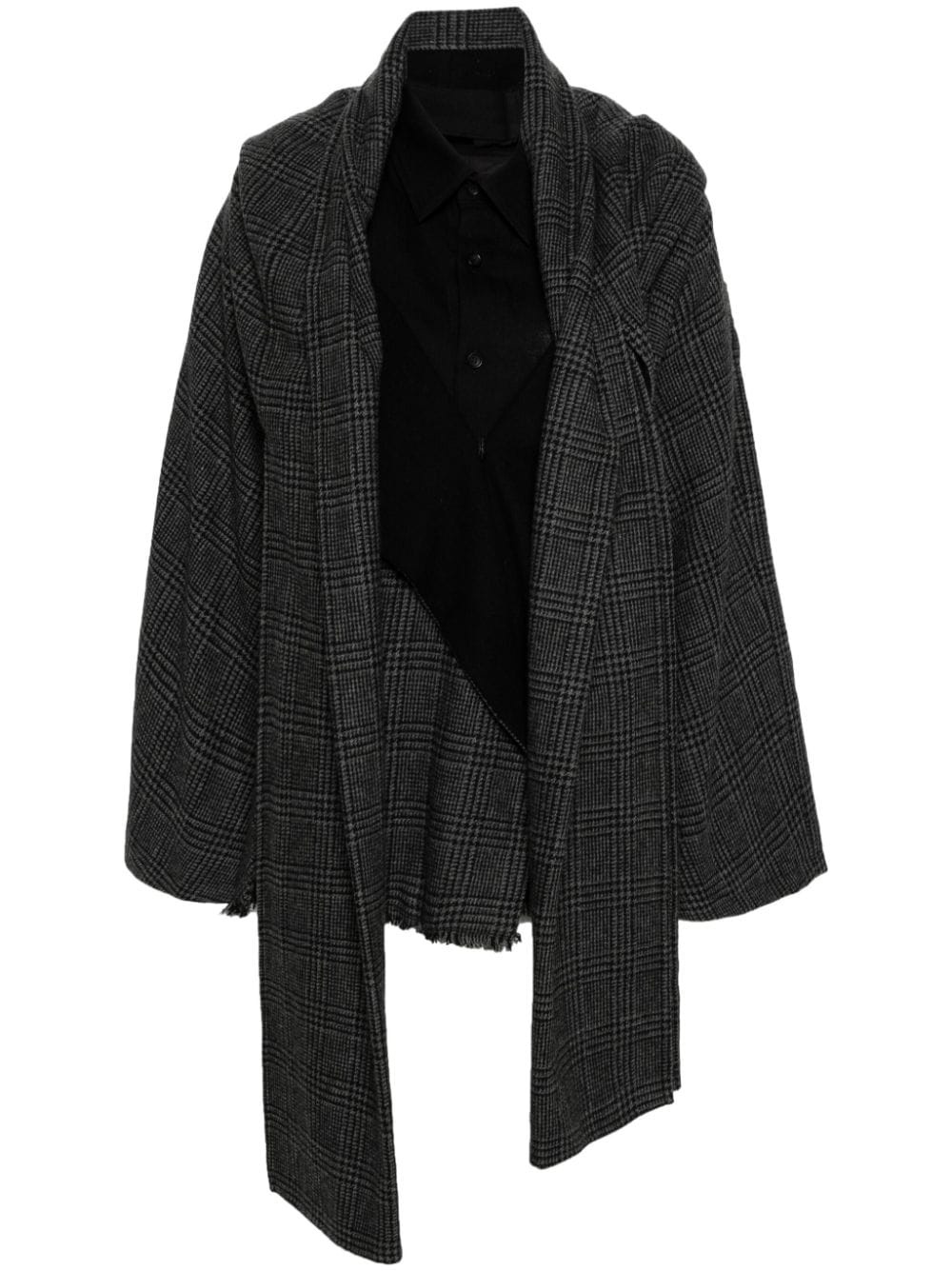 Combination plaid check-pattern coat - 1