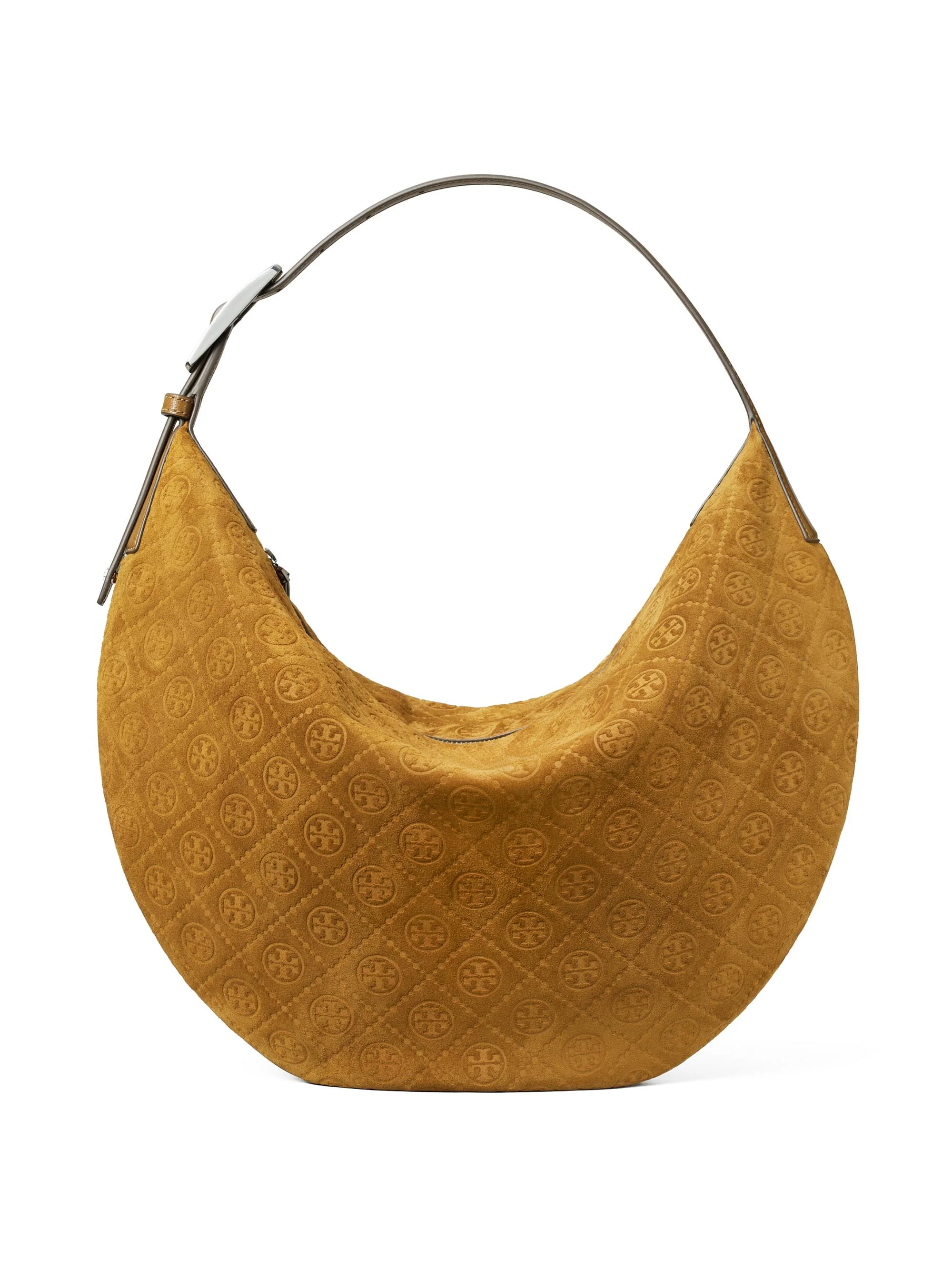 Women's T Monogram Suede Hobo Bag - Chicory Brown - 1