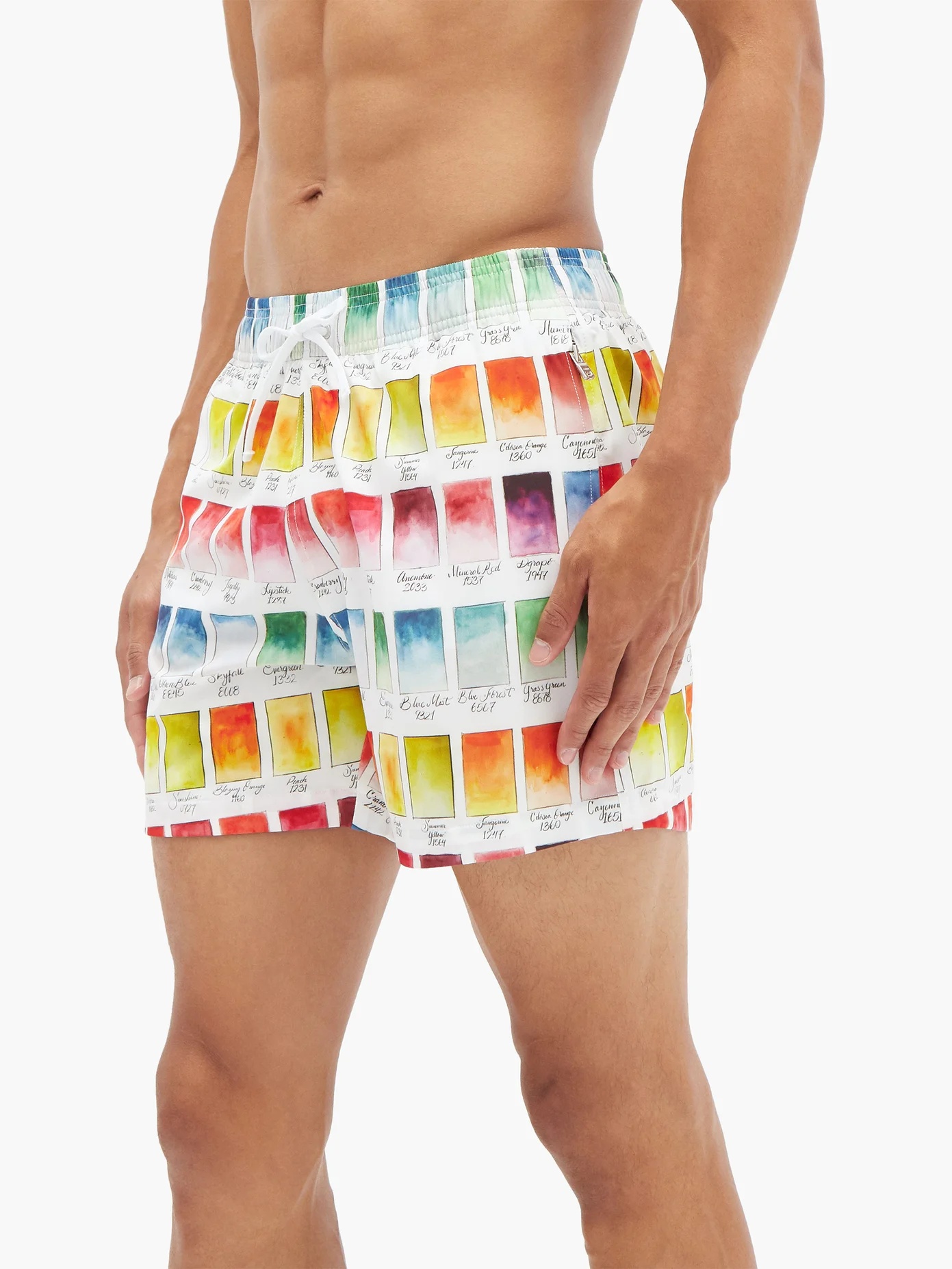 Watercolor Swatches-print swim shorts - 4