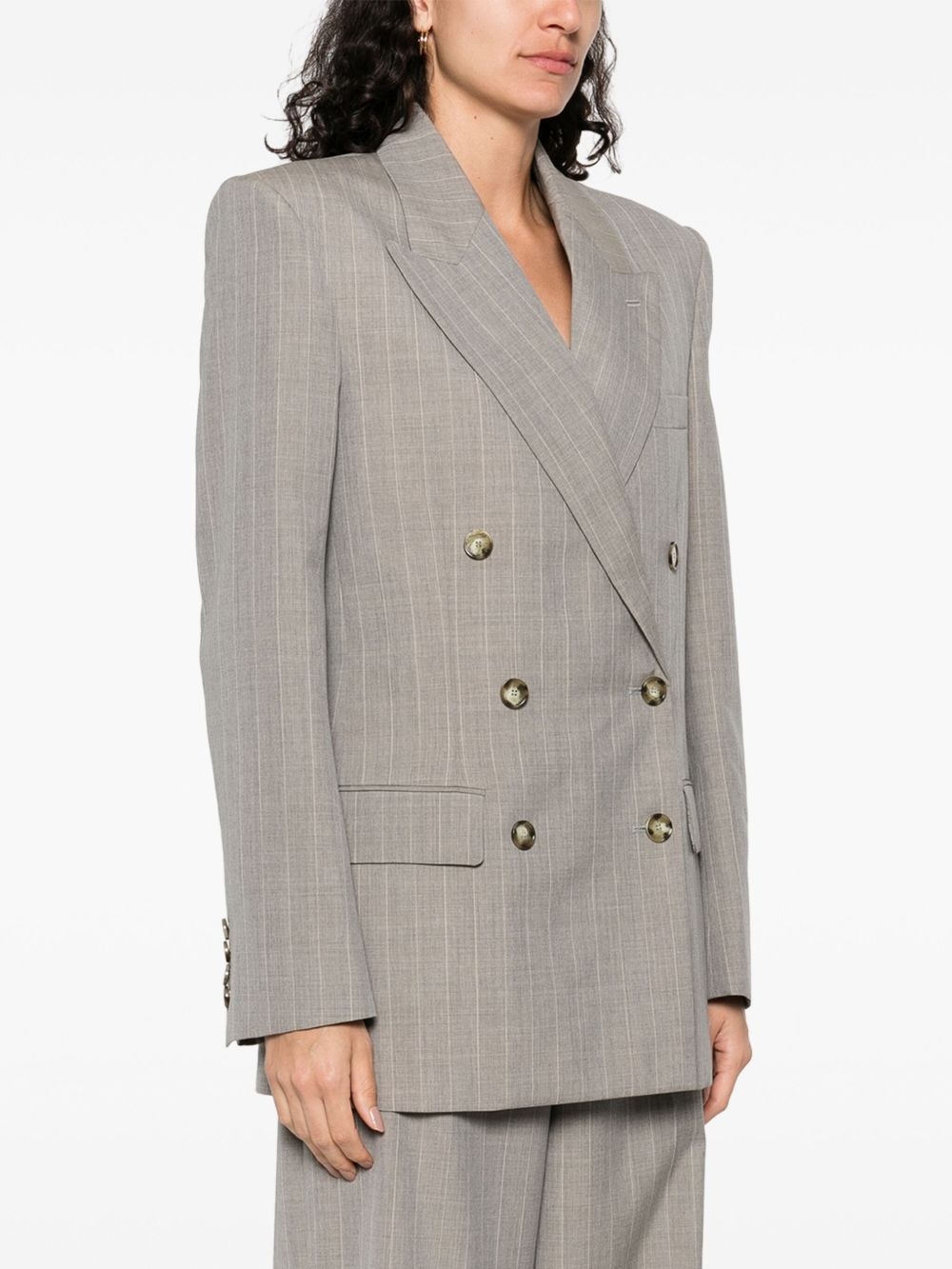 pinstripe-pattern blazer - 3