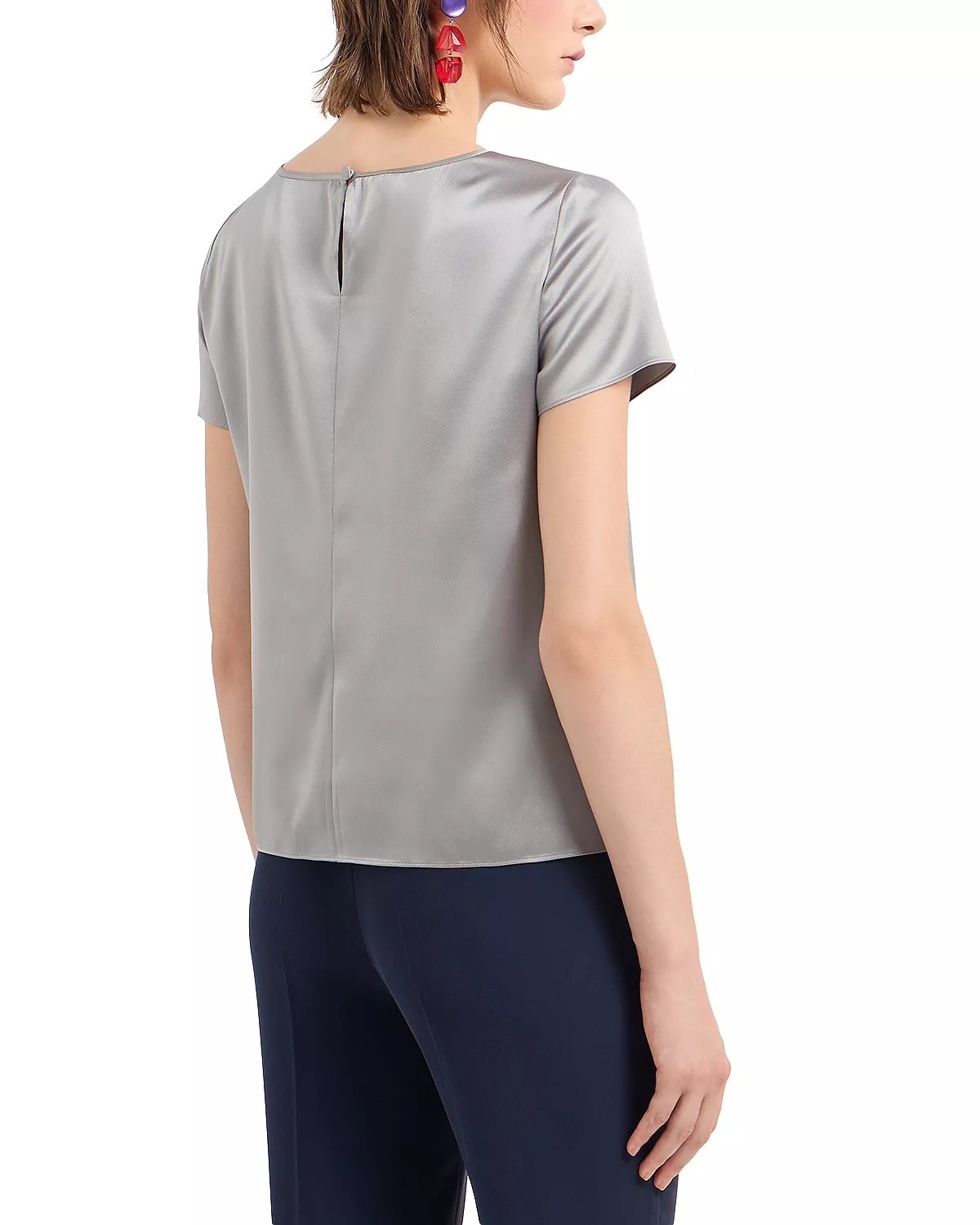 Short Sleeve Blouse in Stretch Silk - 3