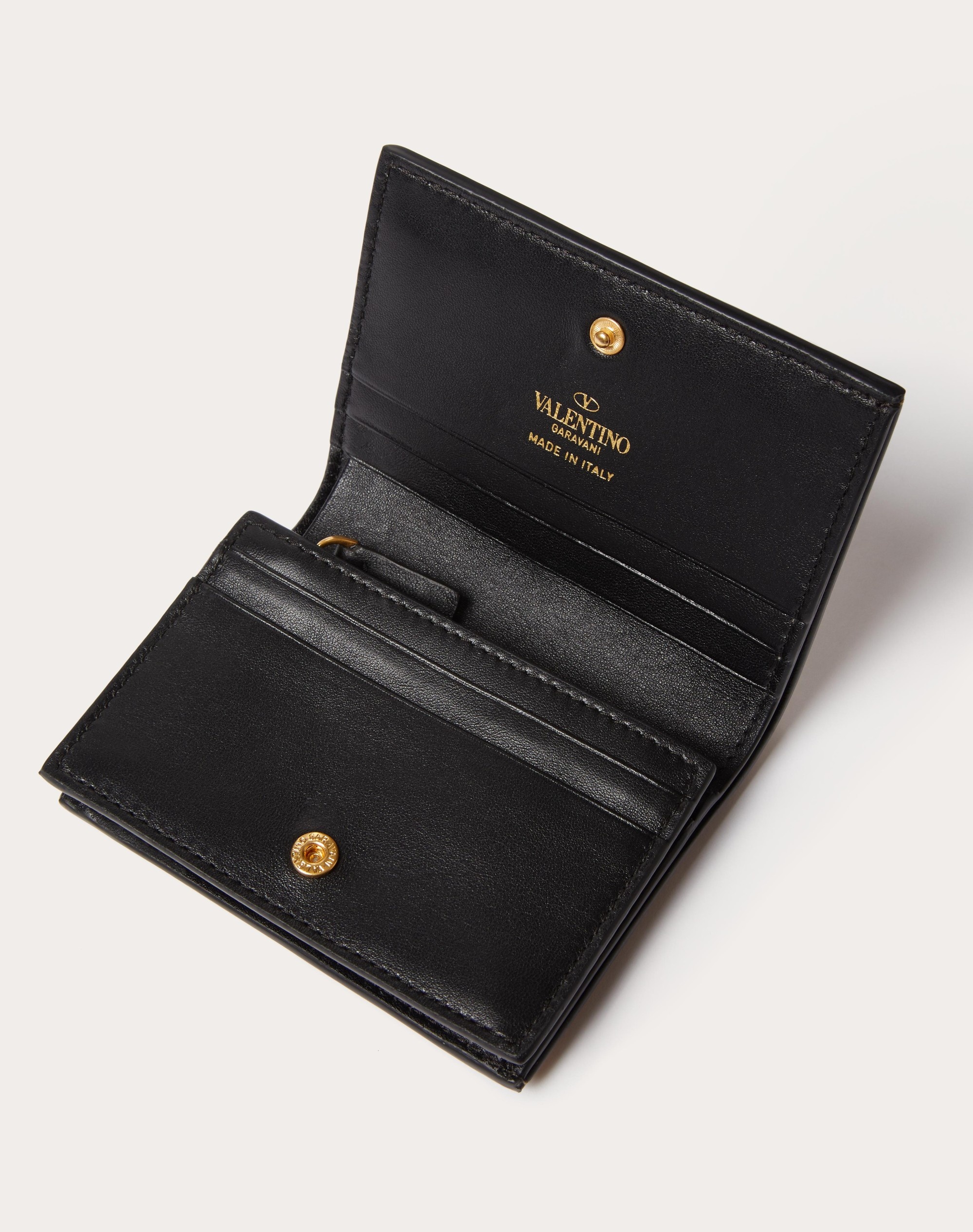 SMALL ROCKSTUD METALLIC GRAINY CALFSKIN WALLET - 5