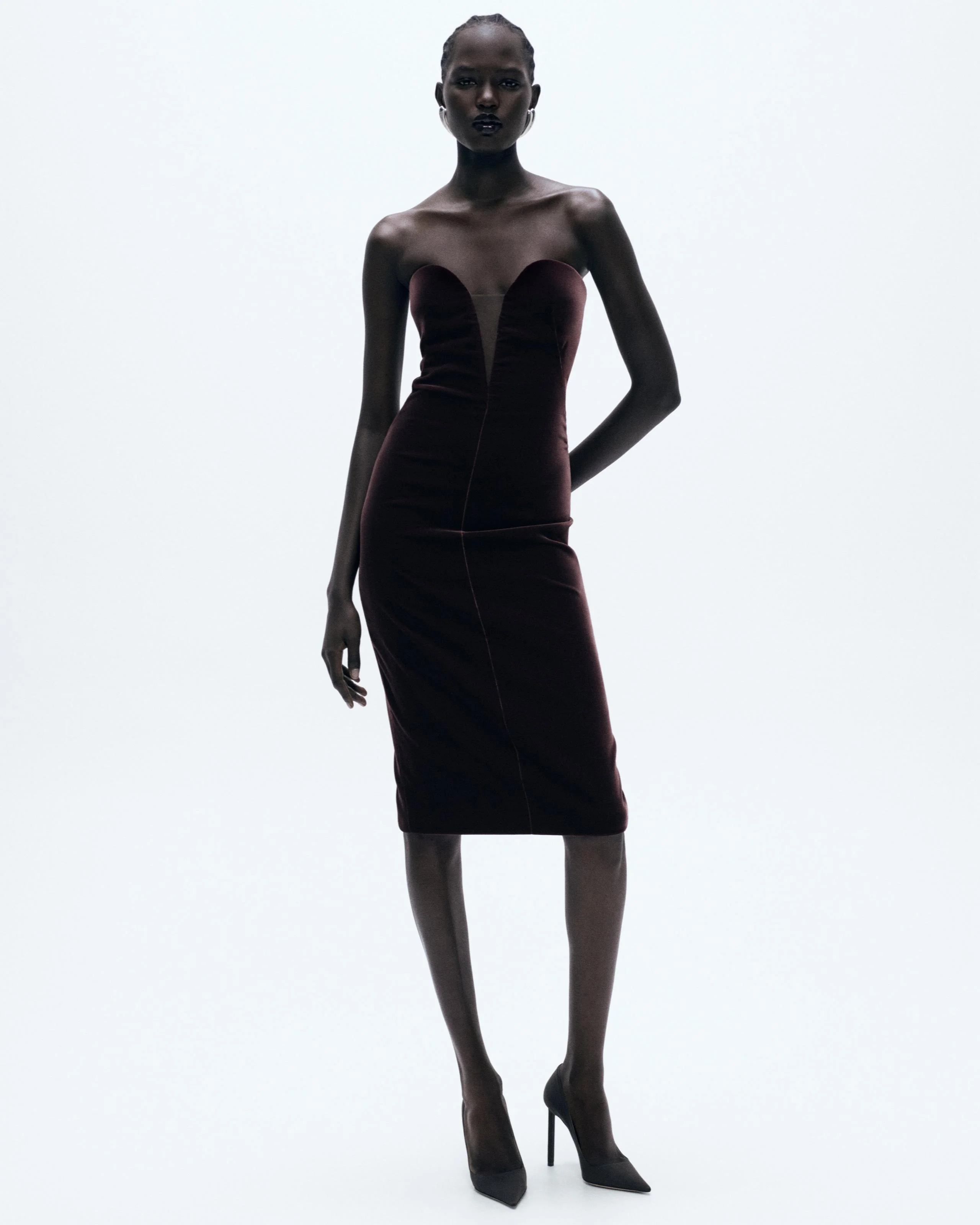 STRAPLESS VELVET COCKTAIL DRESS - 1