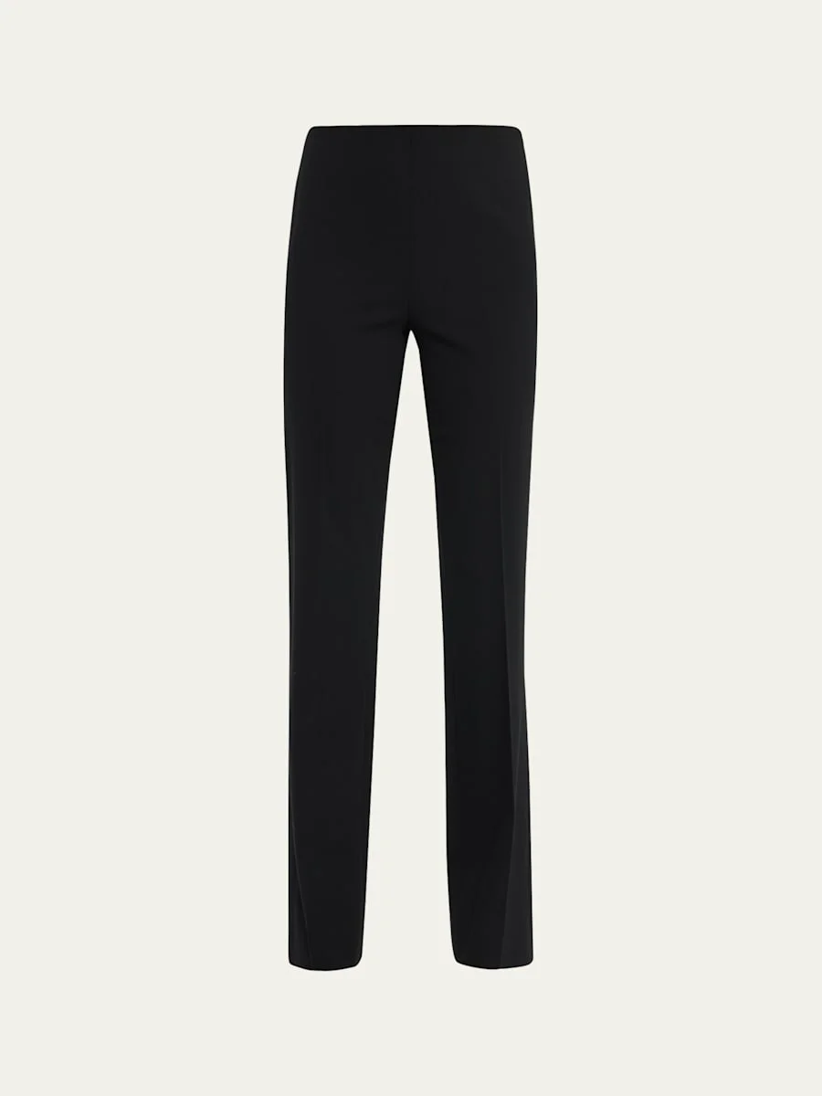 Alandra Side-Zip Stretch-Wool Pants, Black - 1