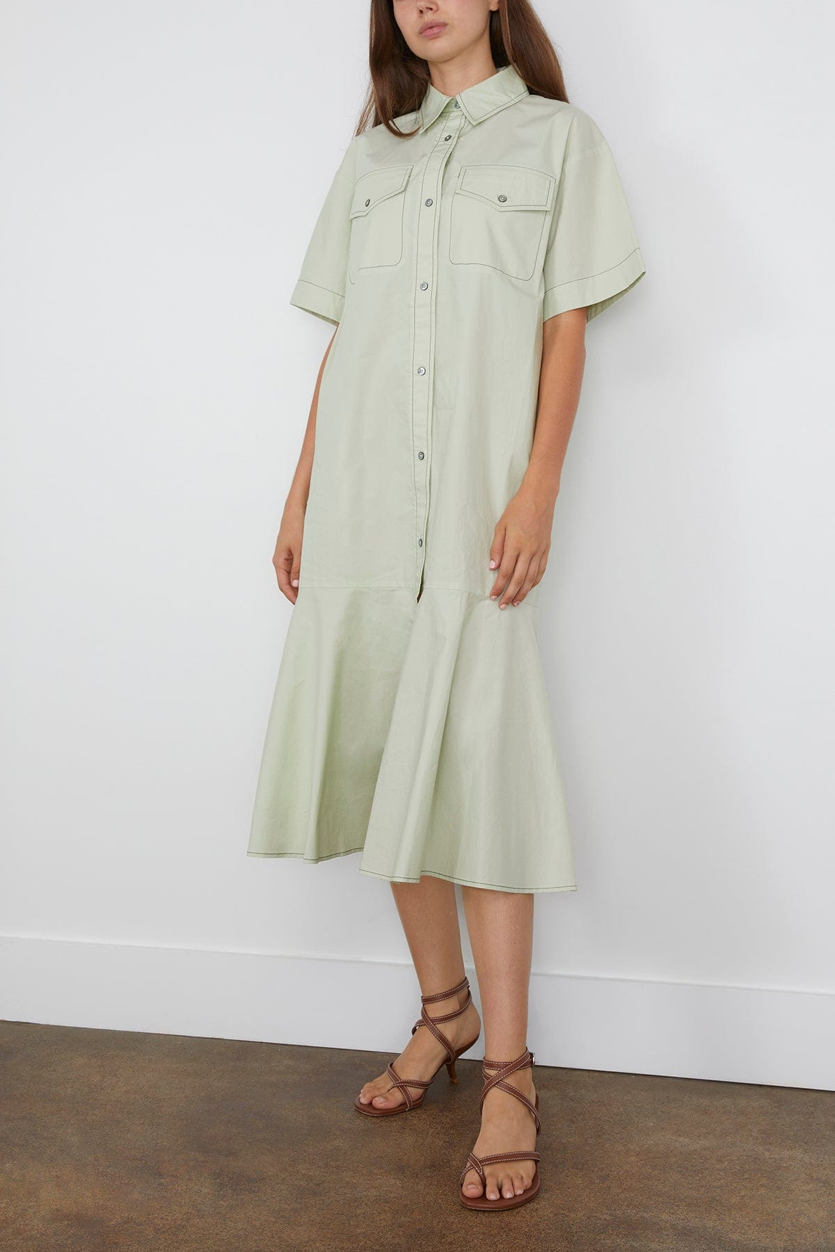 Sullivan Sportswear Midi Shirt Dress in Seafoam - 3