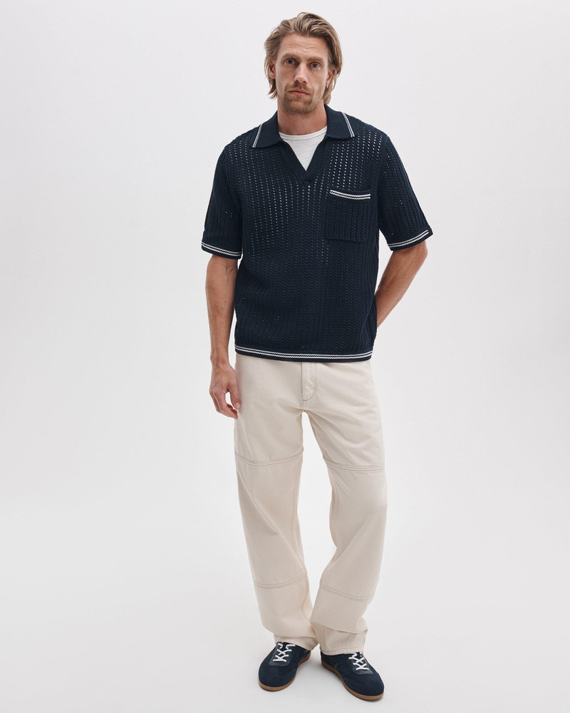 rag & bone Johnny Collar Crochet Polo Shirt outlook