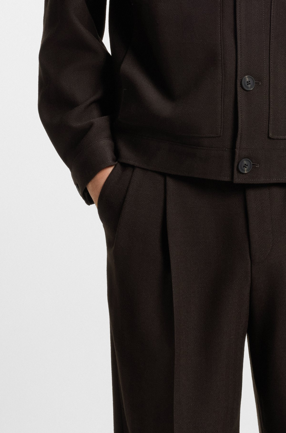 SLIM-FIT JACKET IN HERRINGBONE PERFORMANCE-STRETCH CLOTH - 6