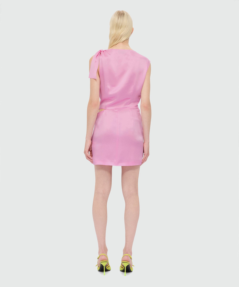 Pink satin mini dress with cutout detail 3