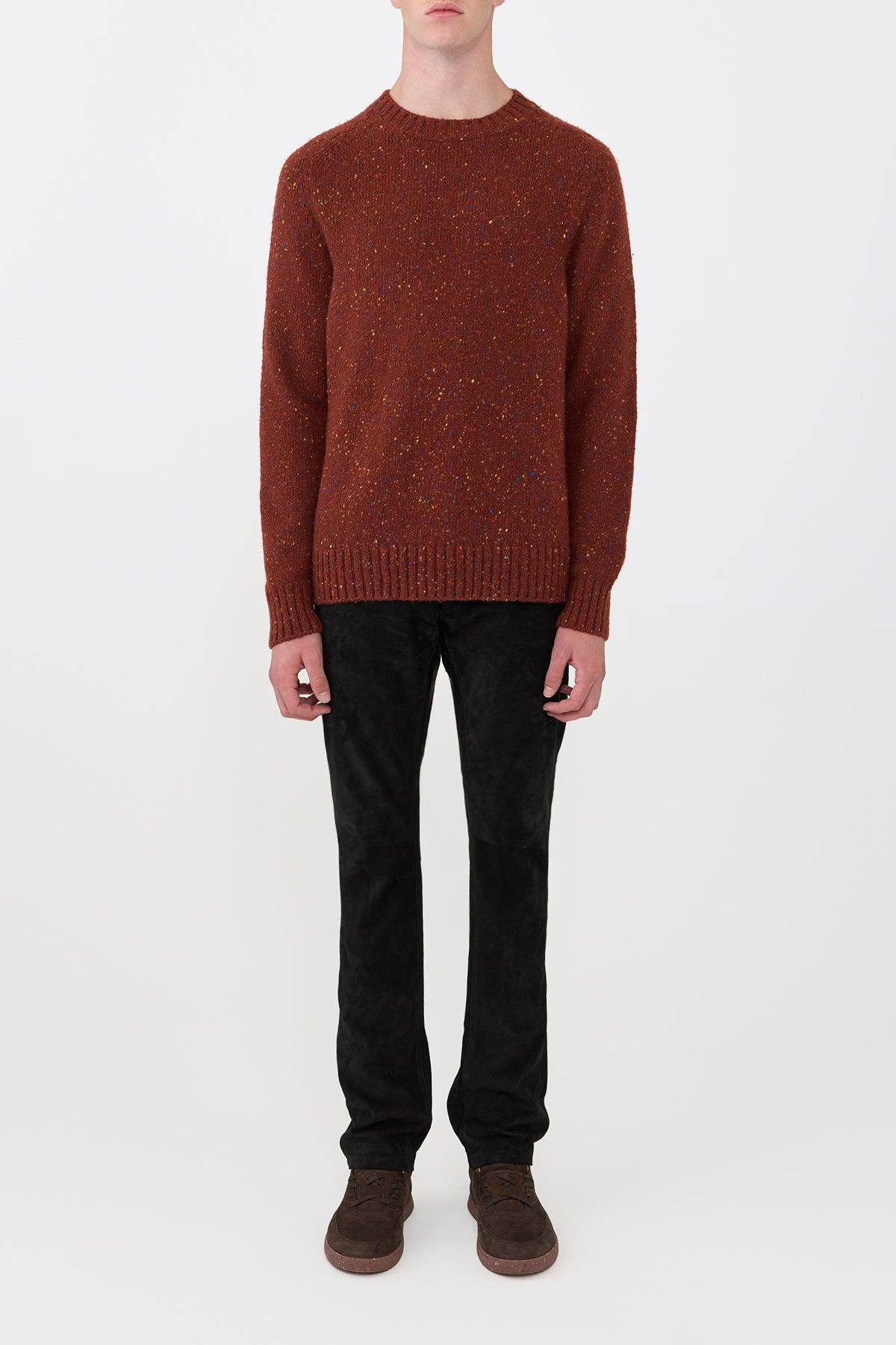 Daniel Knit Sweater in Burnt Sienna Cashmere - 3