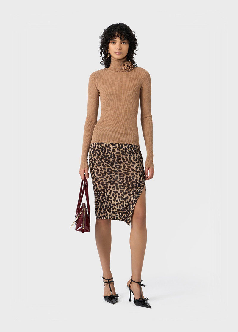 Blumarine RIBBED WOOL SWEATER WITH ROSE DETAIL outlook