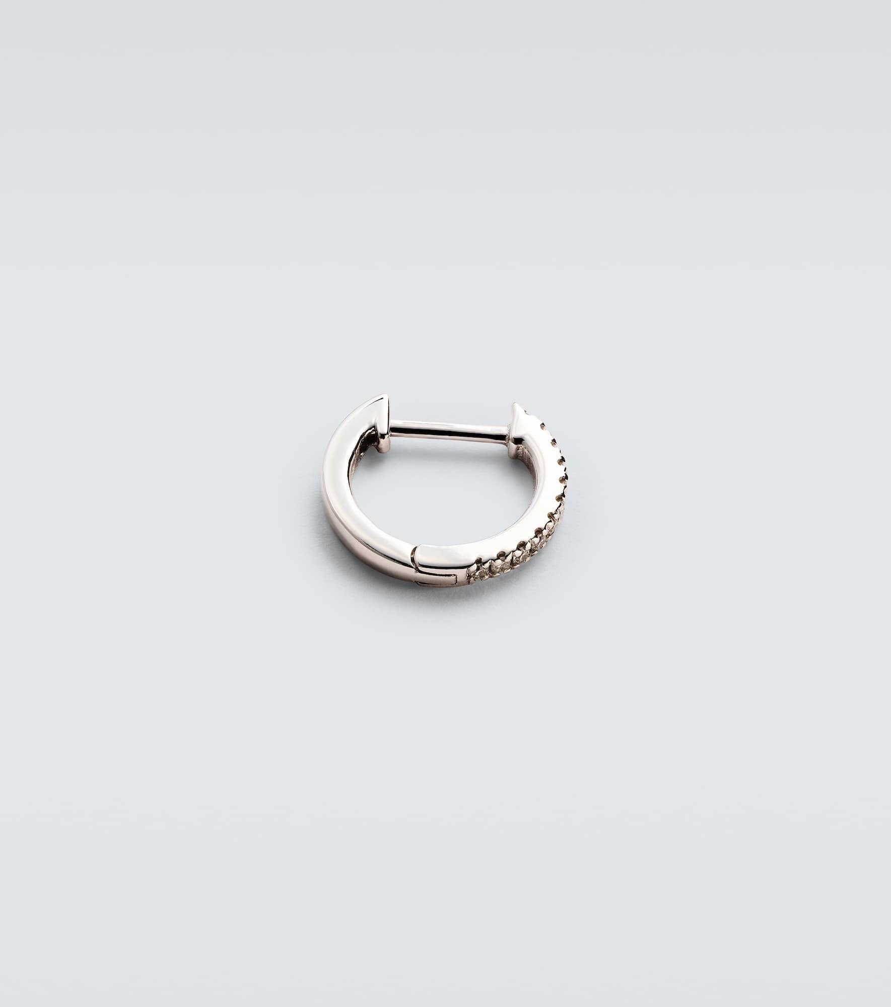 14kt white gold single hoop earring with diamonds - 6