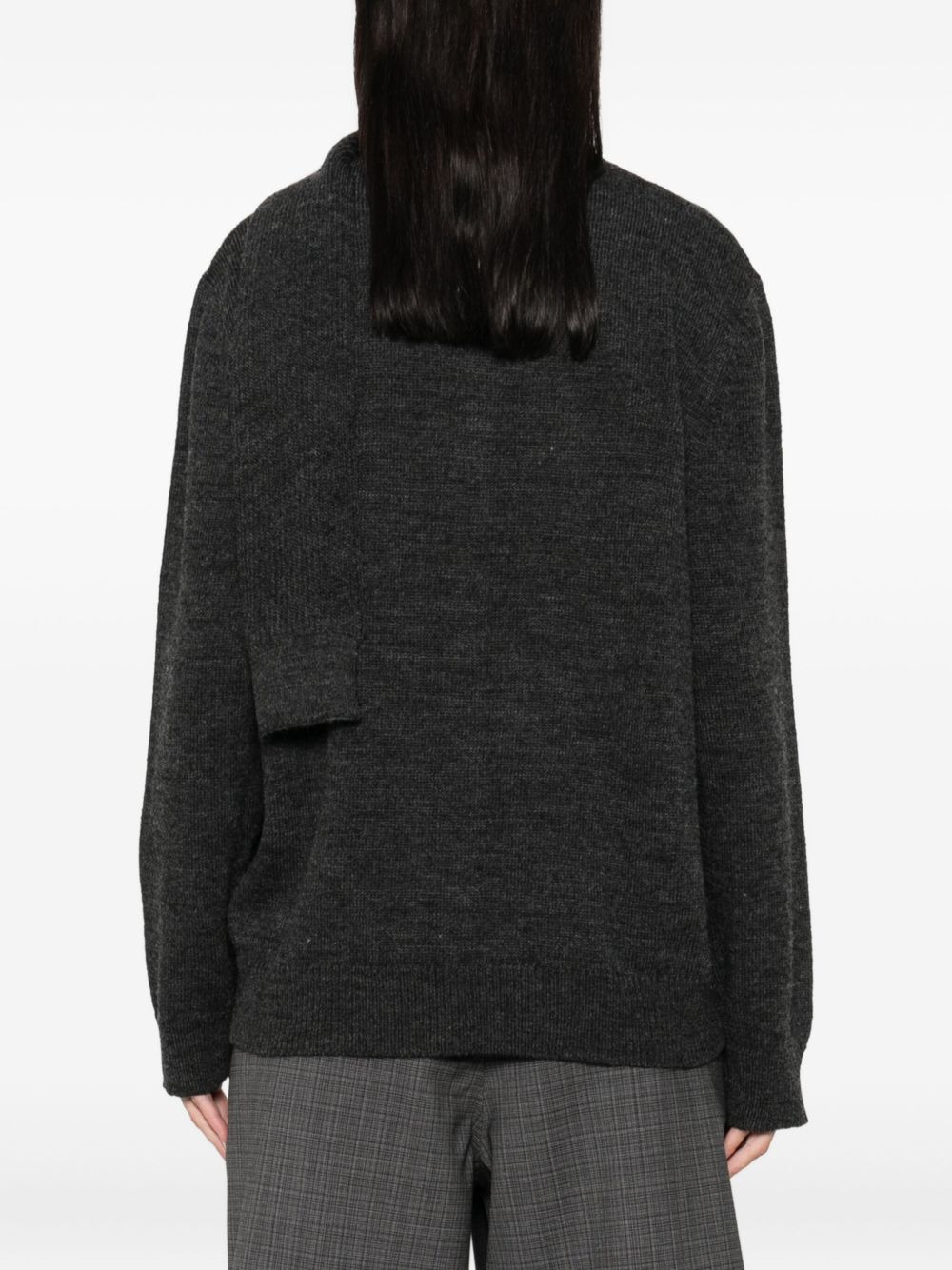 buttoned tie-neck cardigan - 4