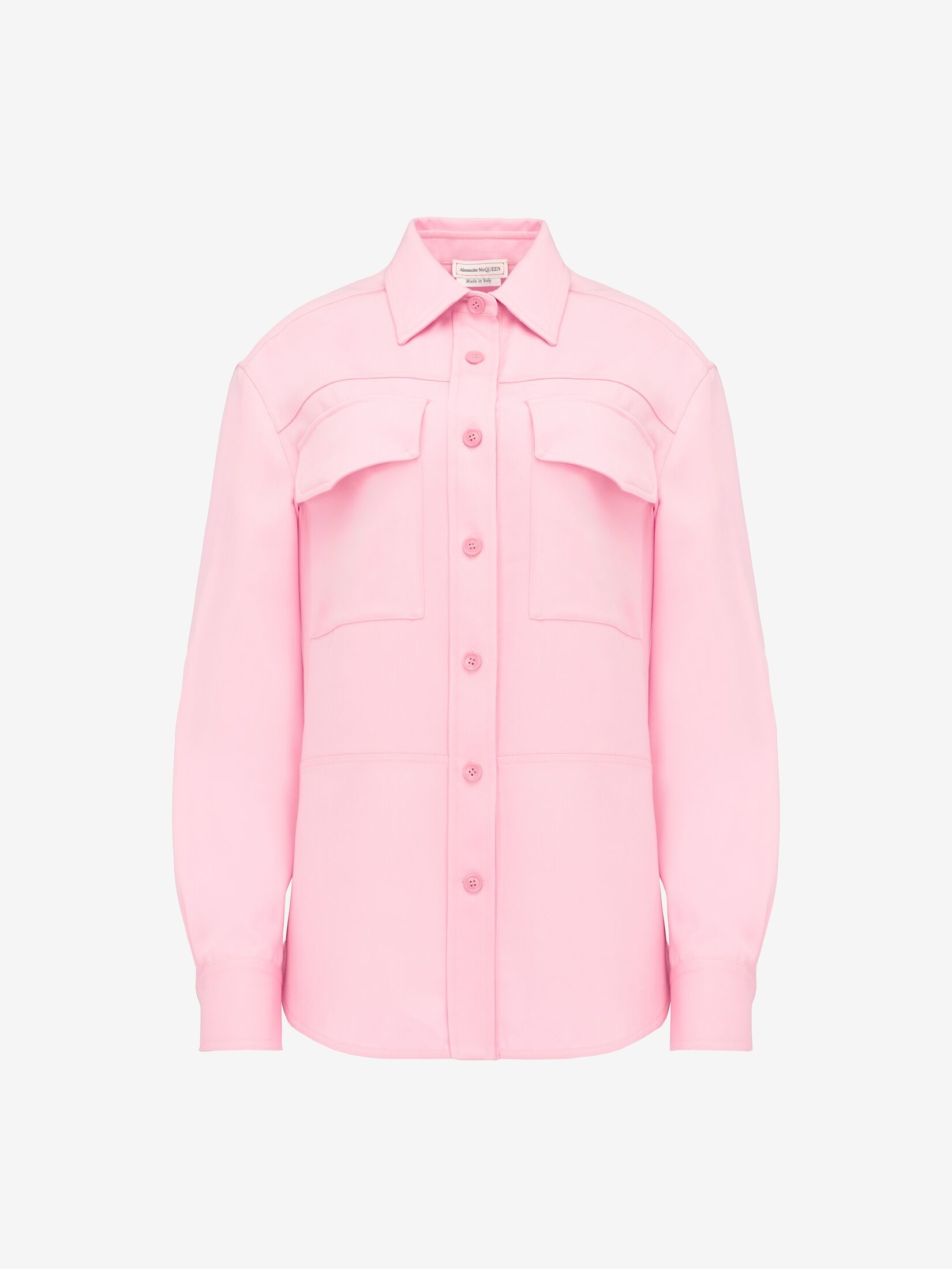 Women's Military Pocket Shirt in Pale Pink - 1