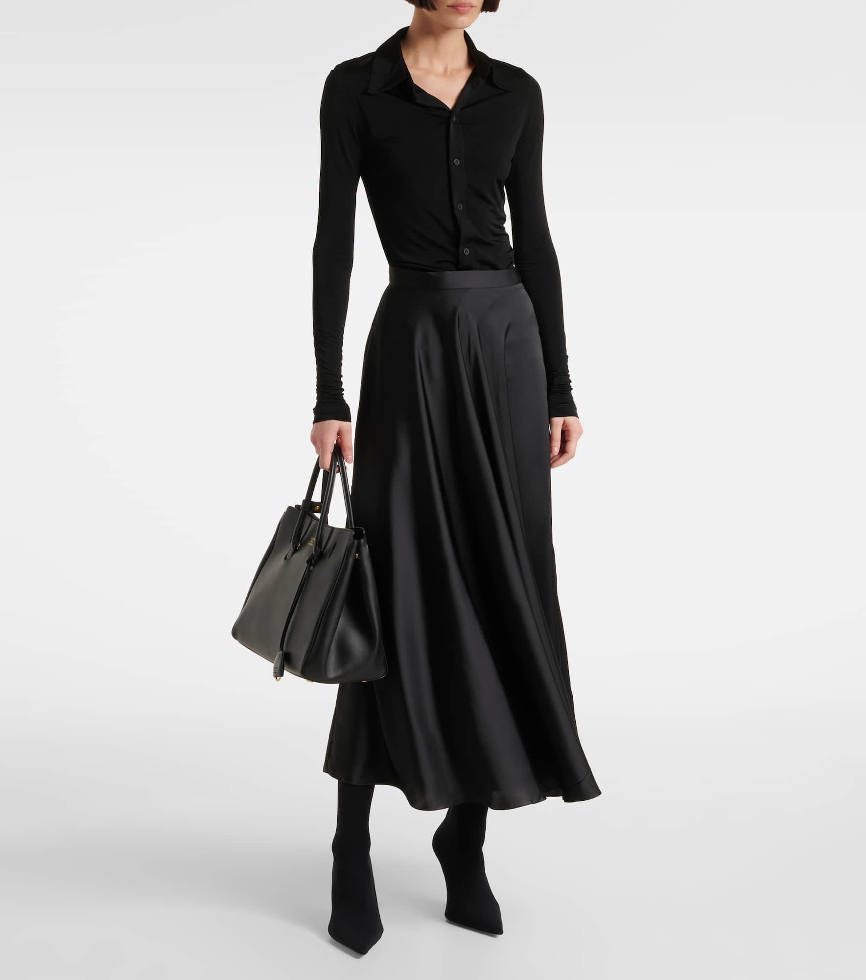 Asymmetric satin midi skirt - 2