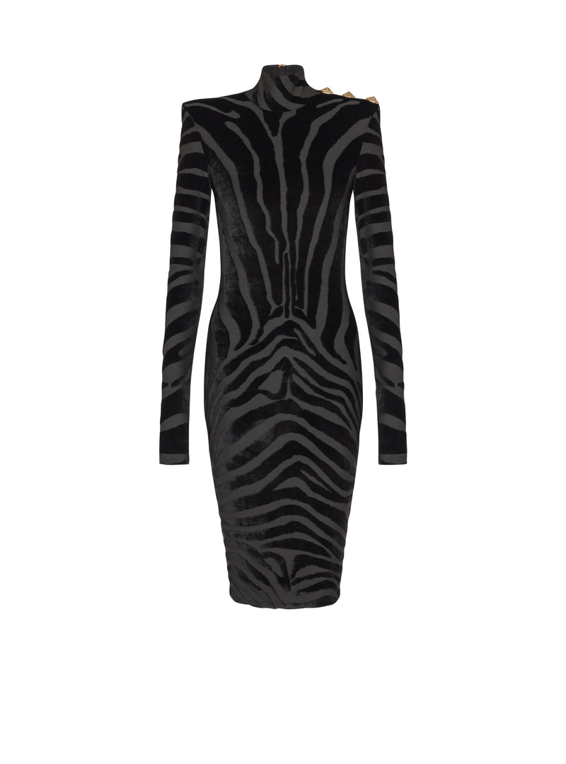 Short zebra-print velvet dress 1