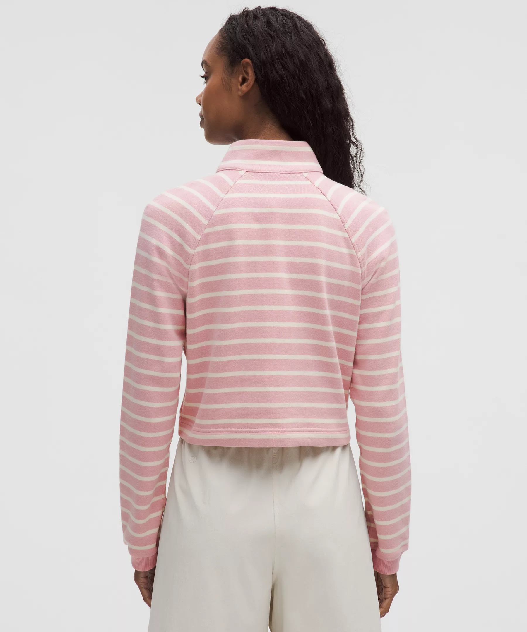 Cotton French Terry Cropped Half Zip - 3