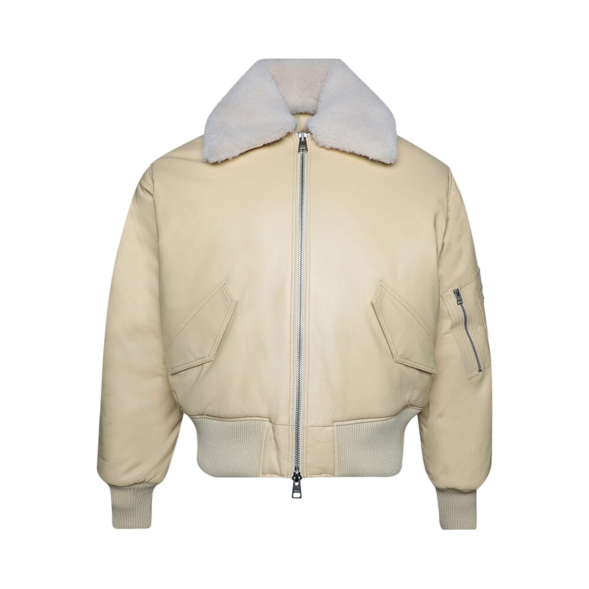 Ami Leather Bomber Jacket 'Vanilla Cream' - 1
