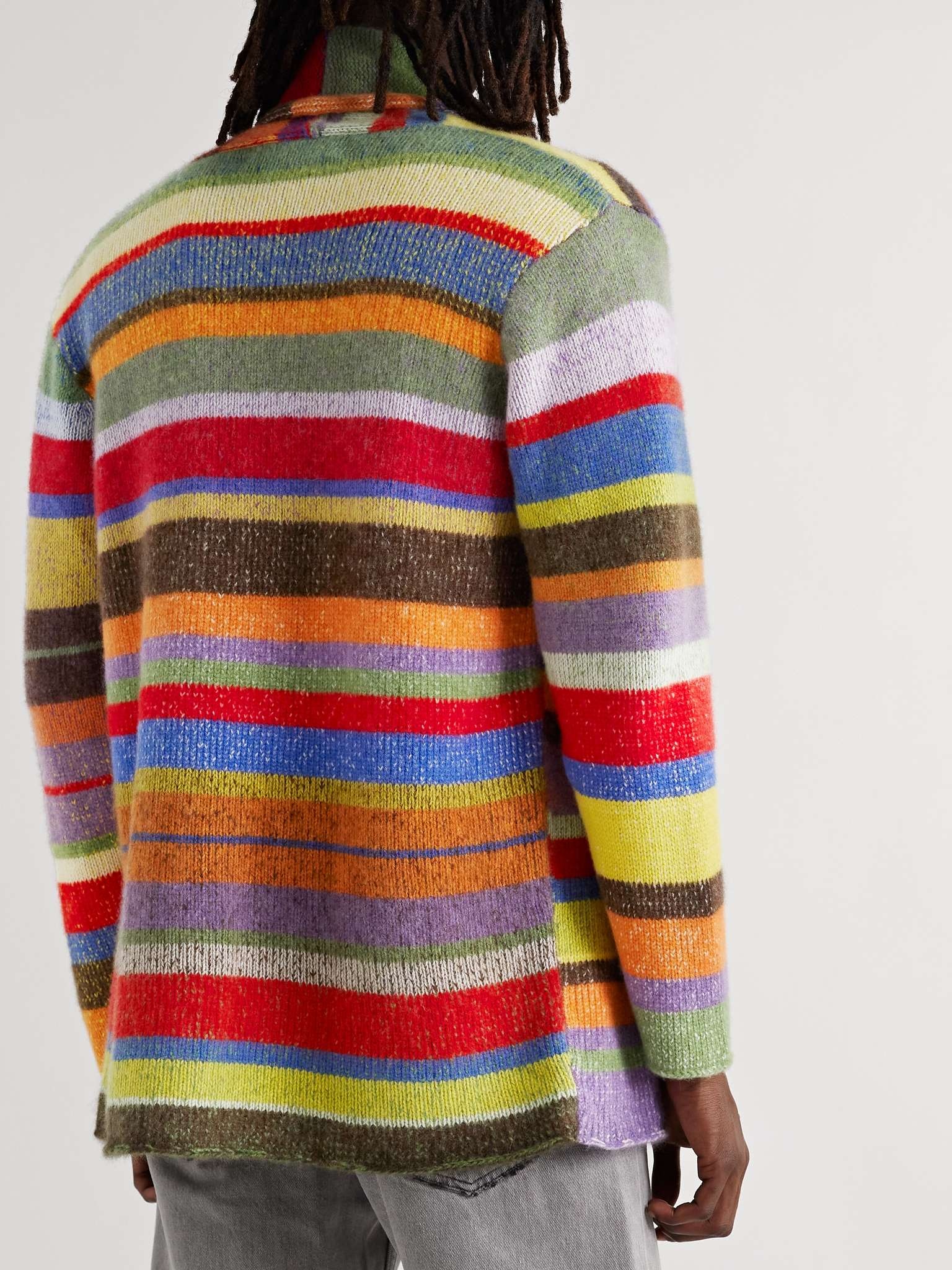 Shawl-Collar Striped Cashmere Cardigan - 4