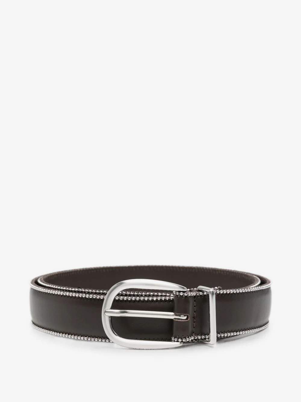 bead-trim leather belt - 1