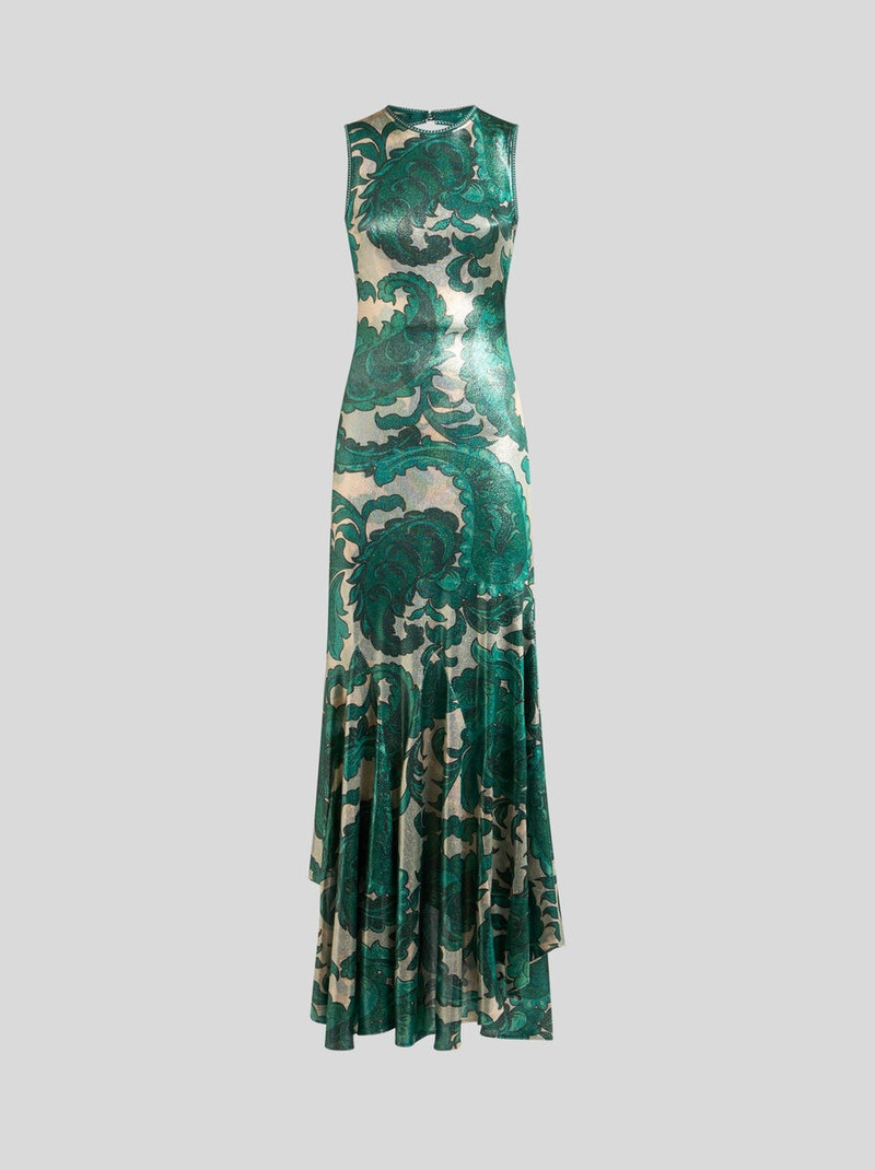 LAMINATED JERSEY DRESS WITH MAXI PAISLEY PRINT 1