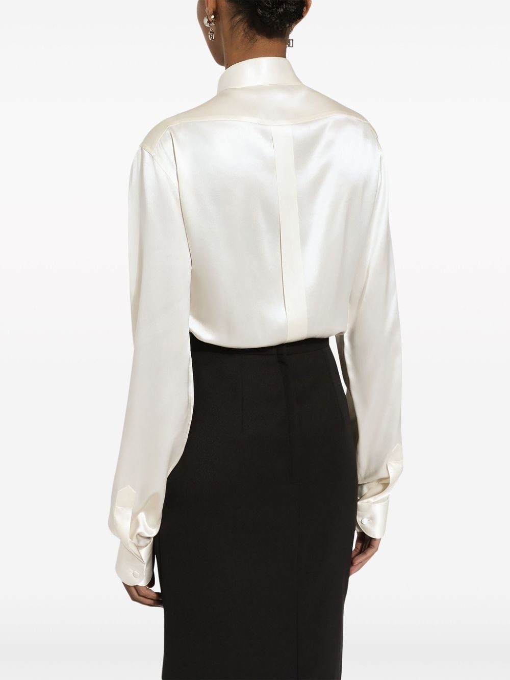 bib-detailed silk shirt - 4
