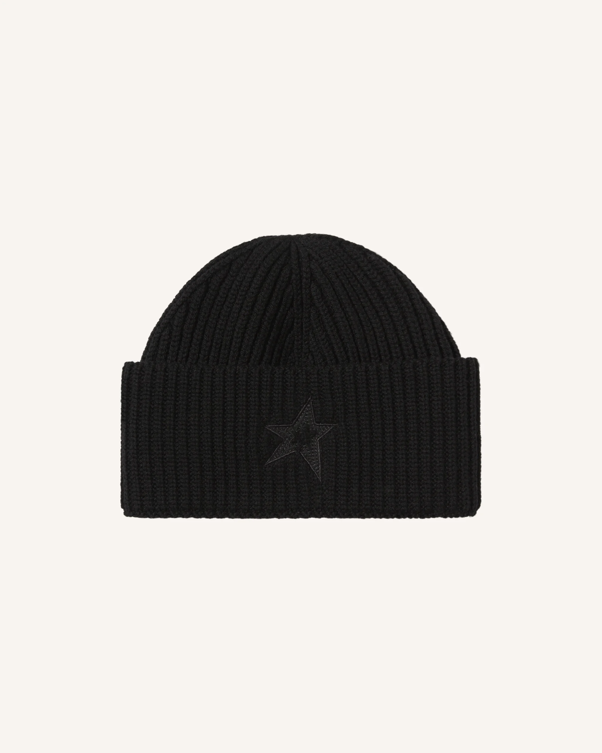 Knitted Ribbed Star Beanie - 1