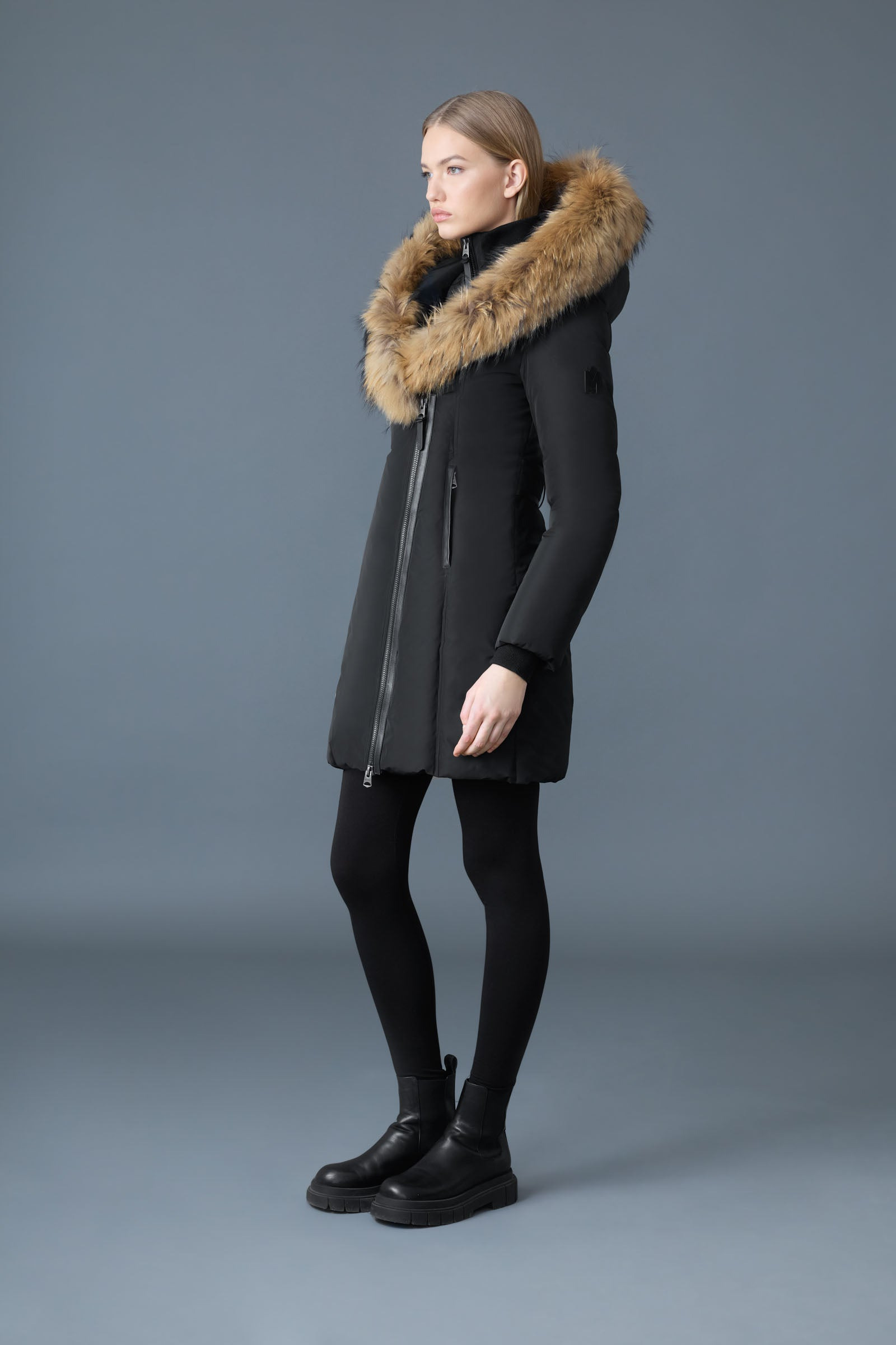 KAY down coat with natural fur Signature Mackage Collar - 3