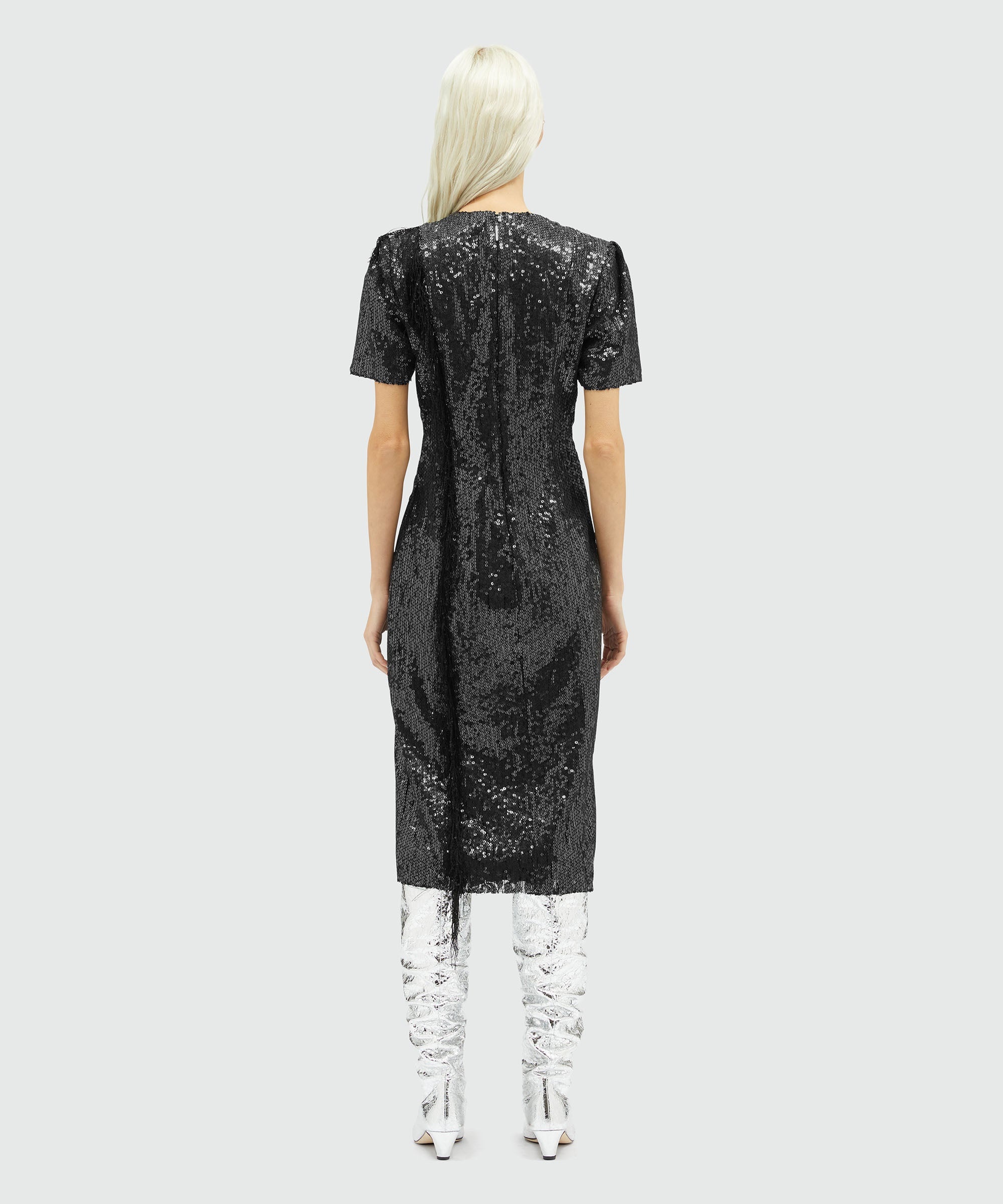 Sequined midi dress with fringe - 3