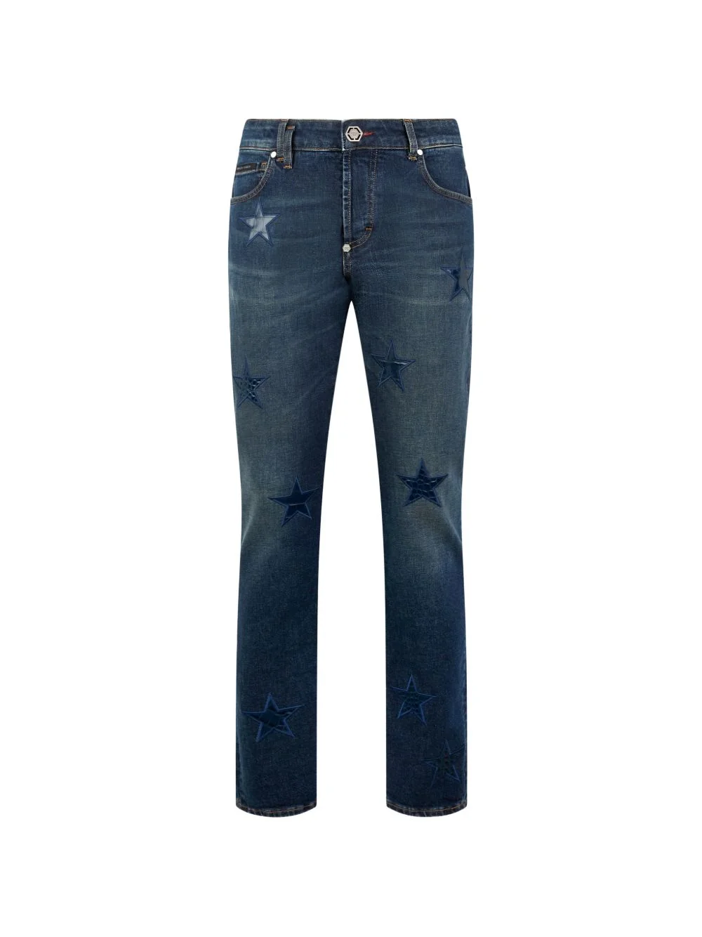 star-patch straight jeans - 1