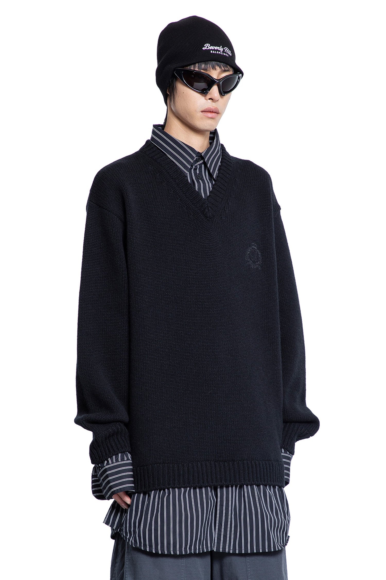 BALENCIAGA Layered-Shirt-V-Neck-Sweater | antonioli | REVERSIBLE