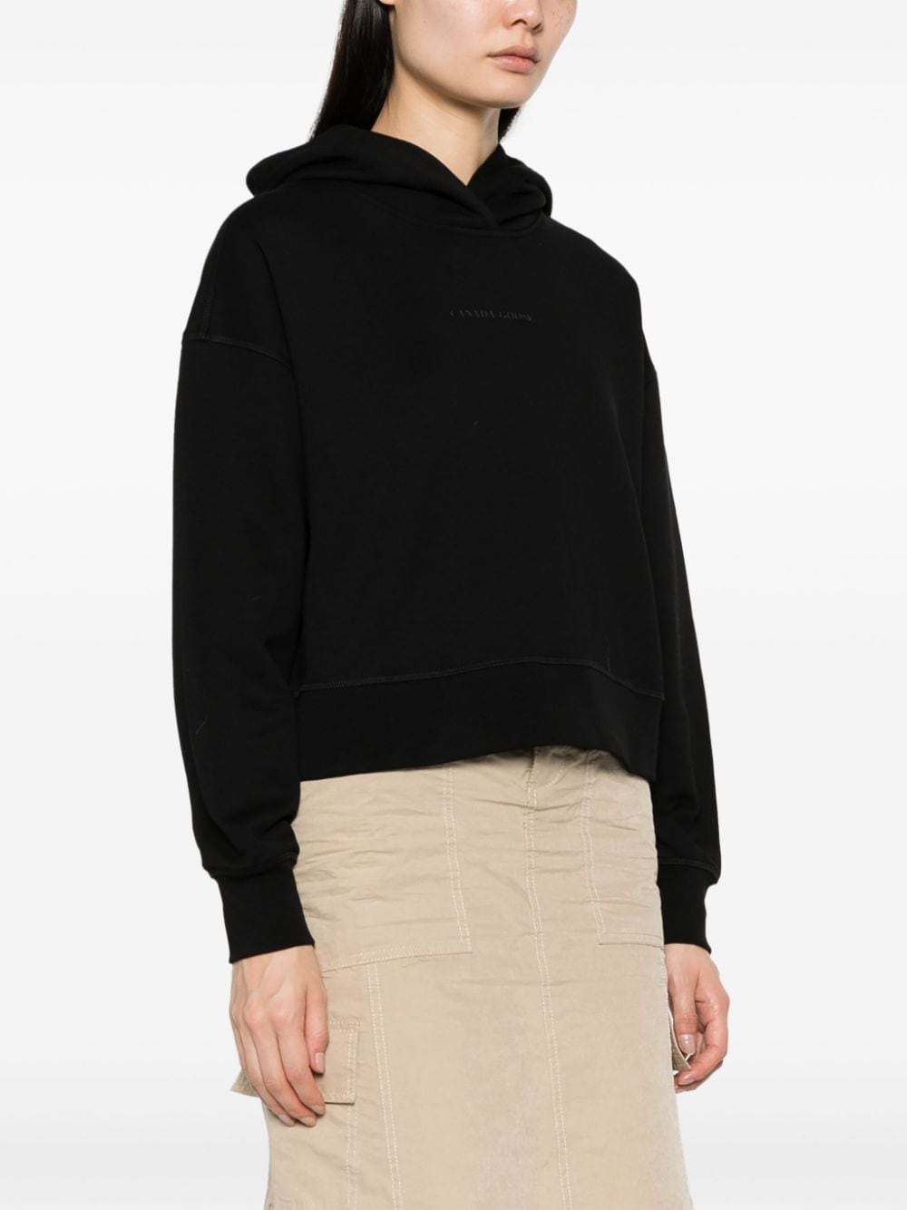 logo-embossed cotton hoodie - 3