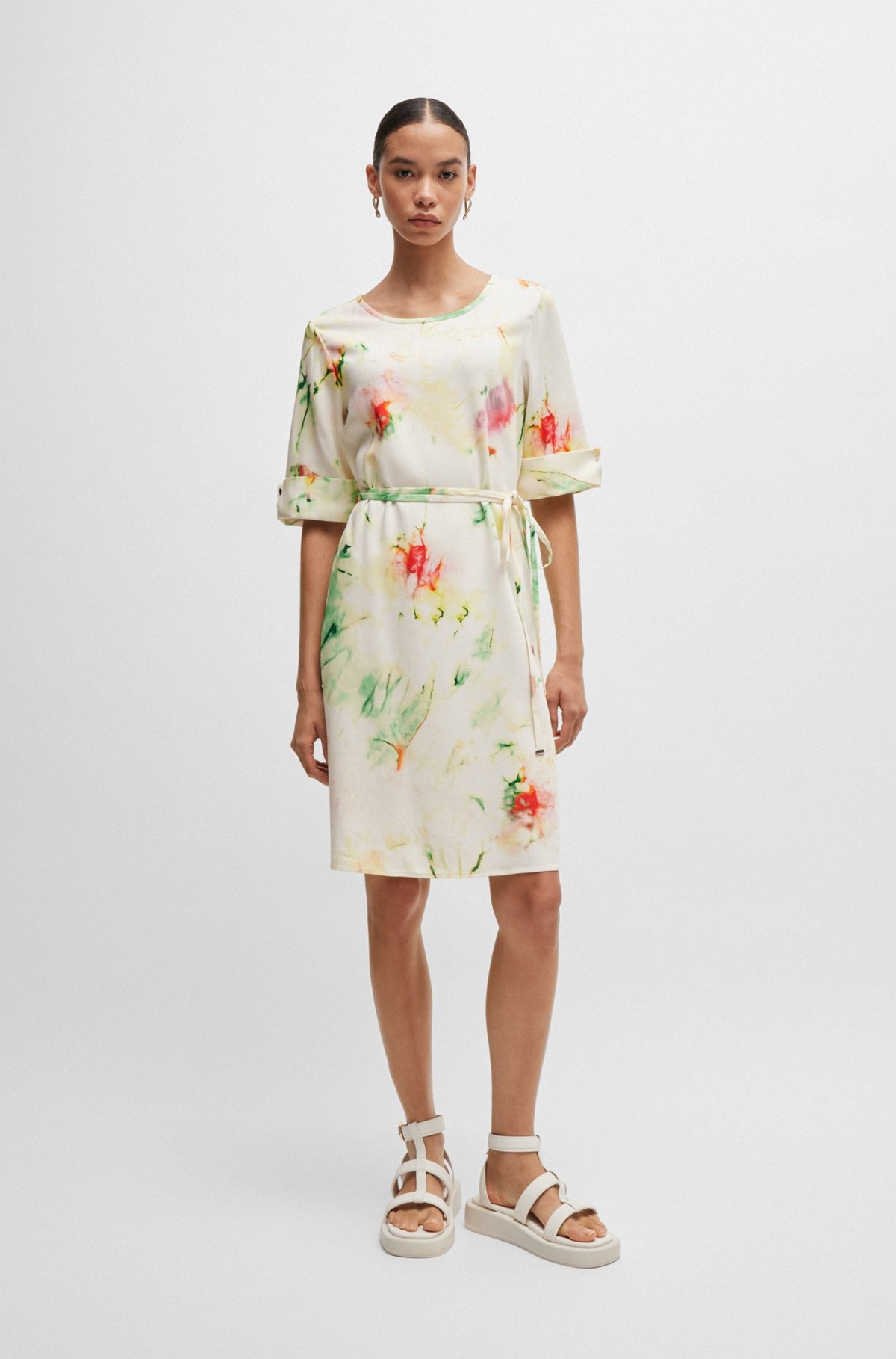 STRETCH-MATERIAL DRESS WITH HARDWARE TRIMS - 3