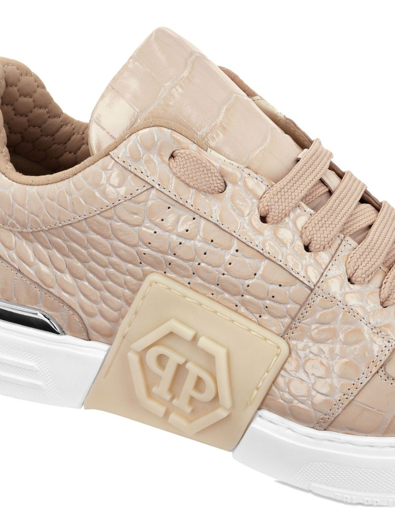 croc-embossed lace-up sneakers 4